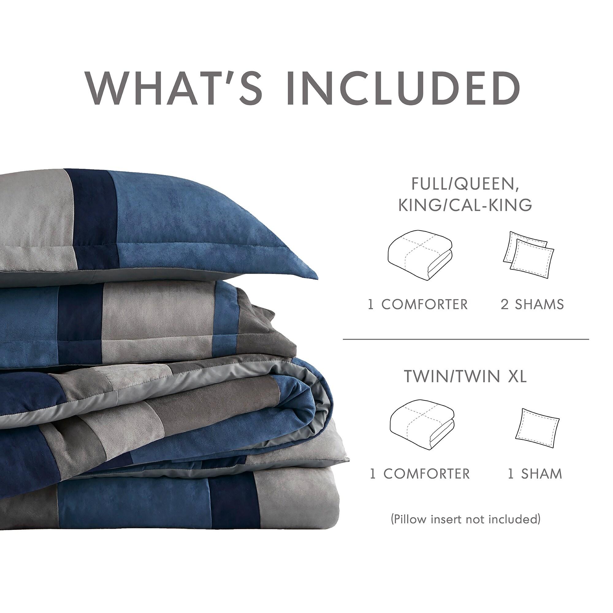 Luxe Quilted Comforter Set Modern Transitional Design, All Season Down Alternative Warm Bedding Matching Shams, Bedskirt, Decorative Pillow,Cal King