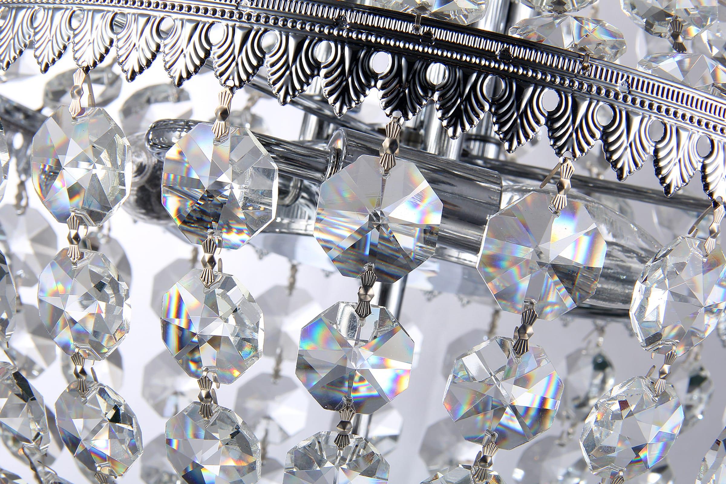 Edvivi 6-Light Chrome Crystal Empire Chandelier Pendant Ceiling Fixture | Glam Lighting