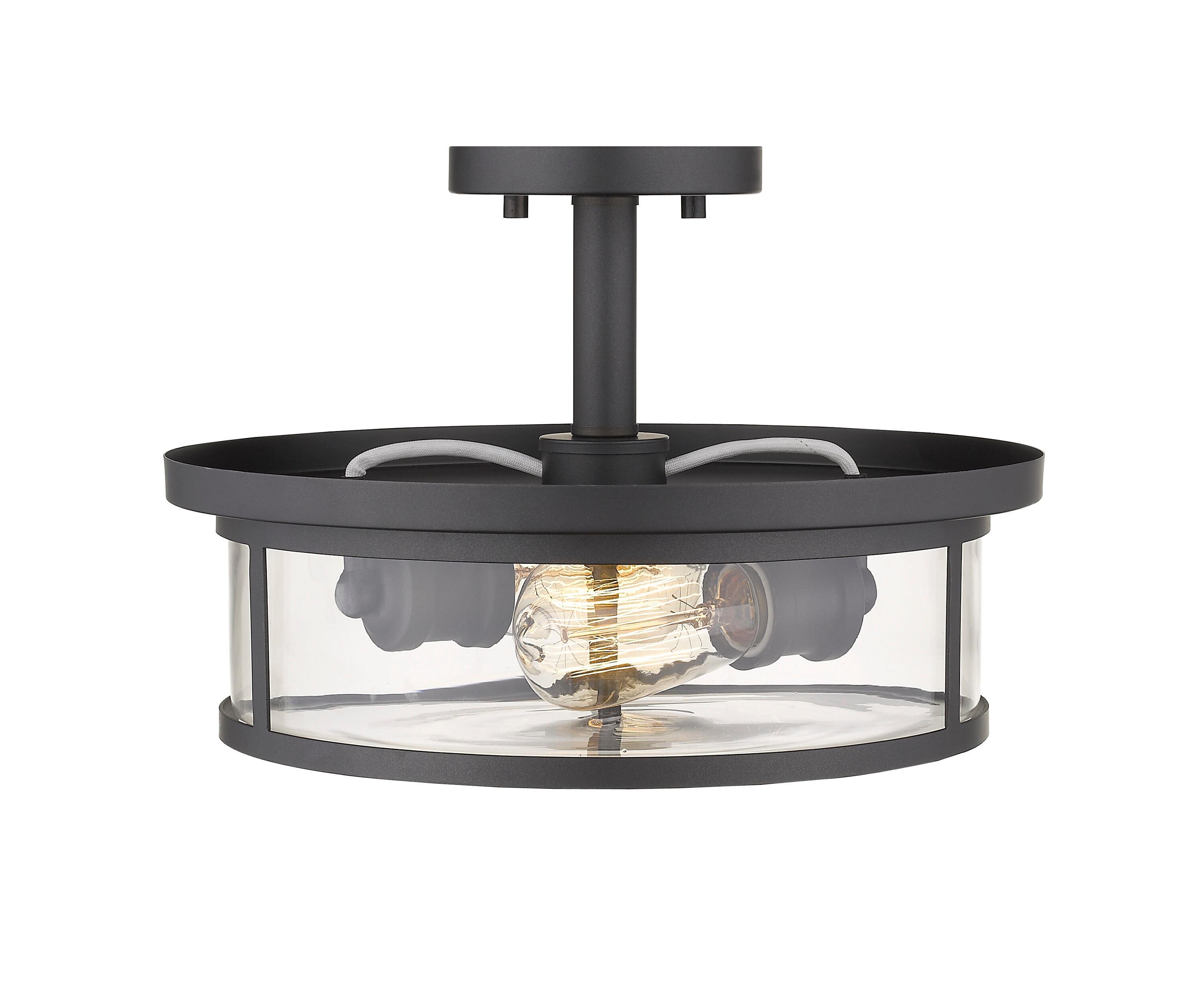 Z-Lite 462Sf14 Savannah 2 Light 14" Wide Semi-Flush Drum Ceiling Fixture - Bronze