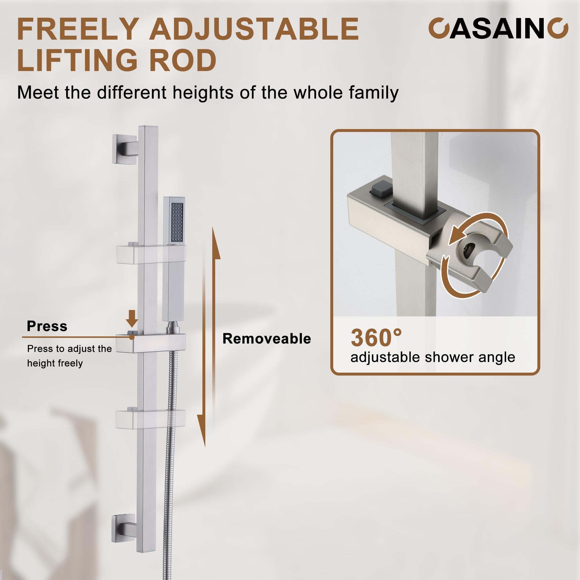 Rainfall Symphony 16inch Dual Shower Head Rainfall Thermostatic Shower System with 16-inch Slide Bar and Body spray