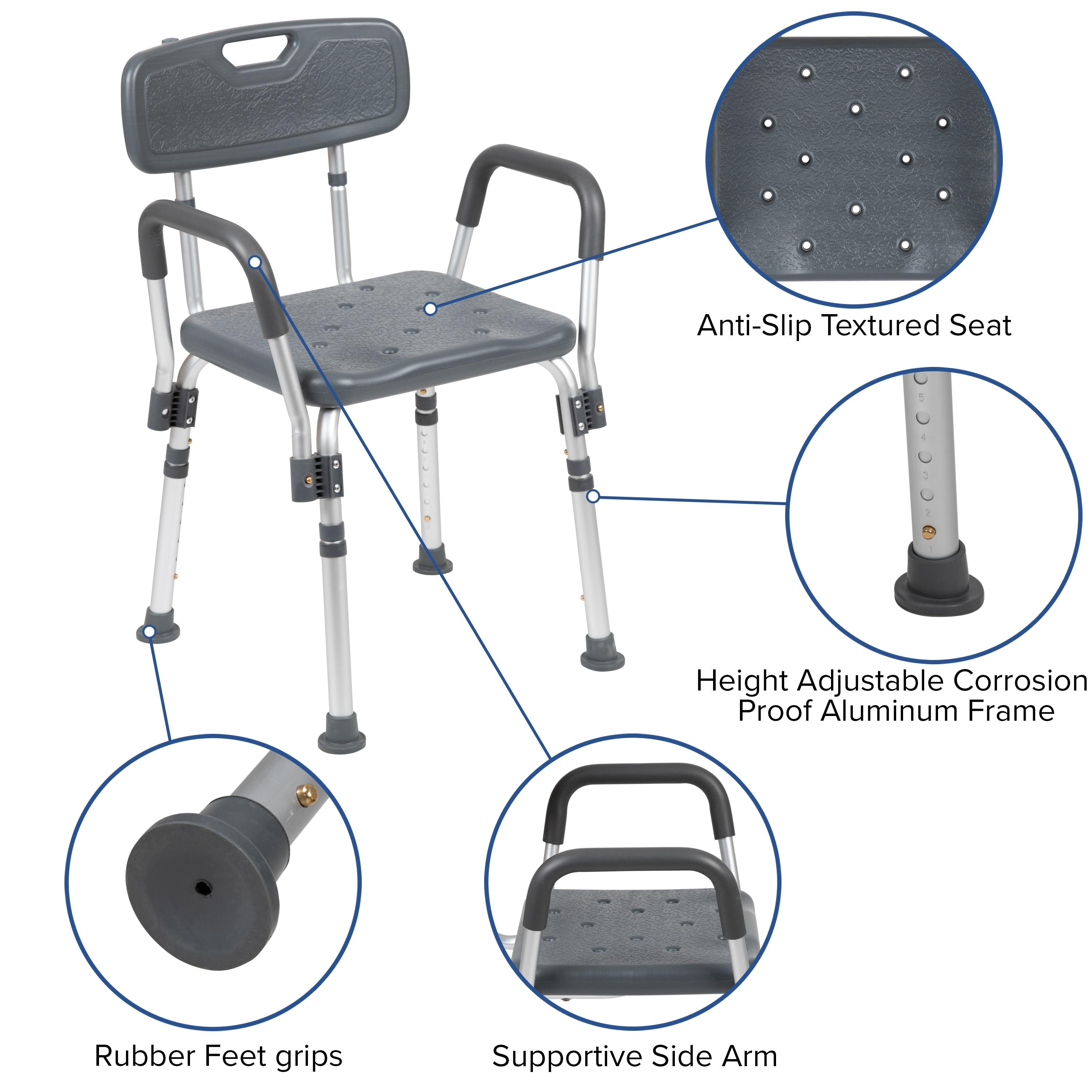 Jane Aluminum Height Adjustable Bath and Shower Chair by Flash Furniture