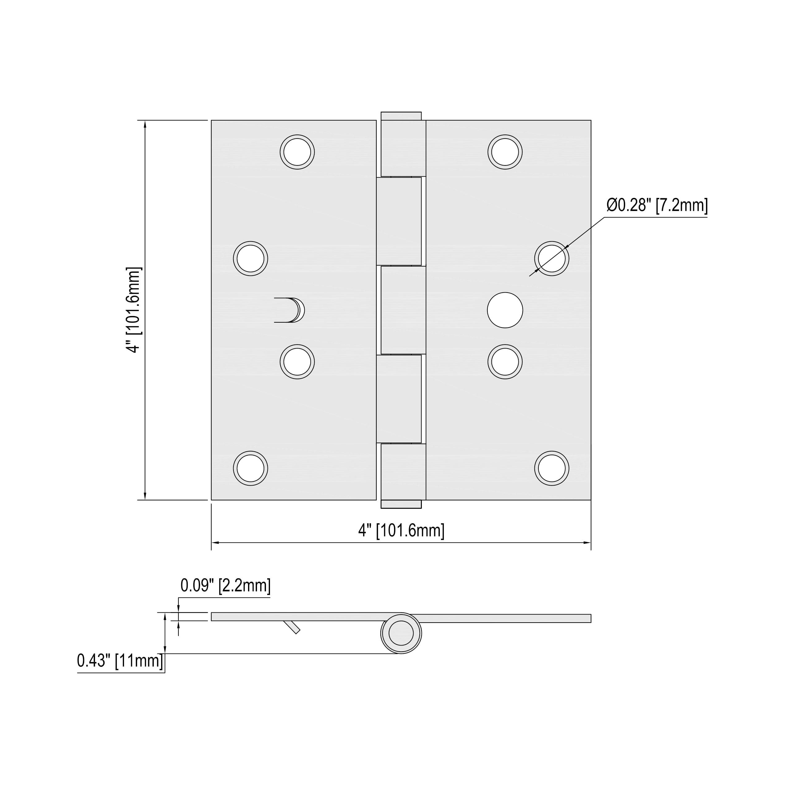 4'' H x 4'' W Butt Bearing Pair Door Hinge (Set of 3)