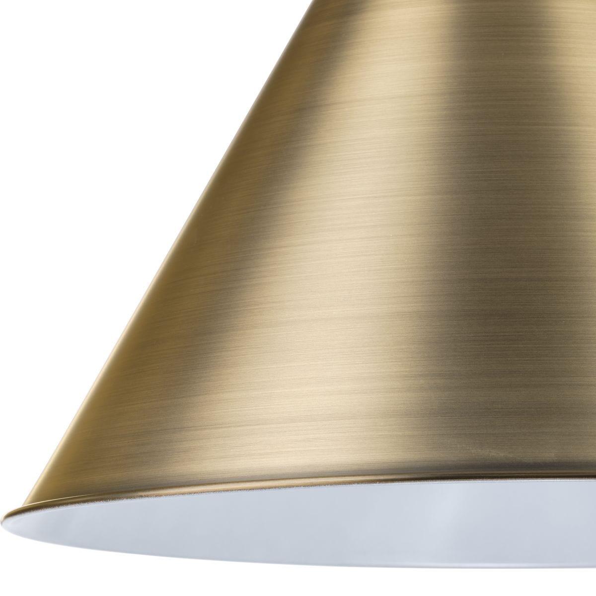 Progress Lighting Hinton 1-Light Pendant Vintage Brass Cone Shade Collection