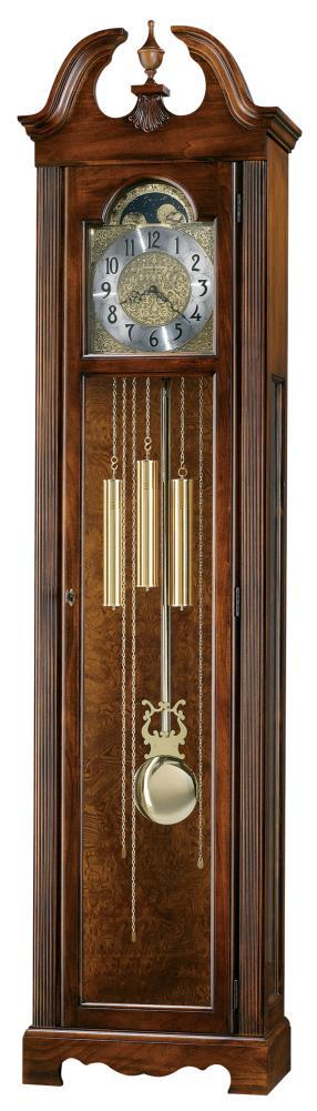 Princeton Traditional Brown Quartz Floor Clock with Brass Accents