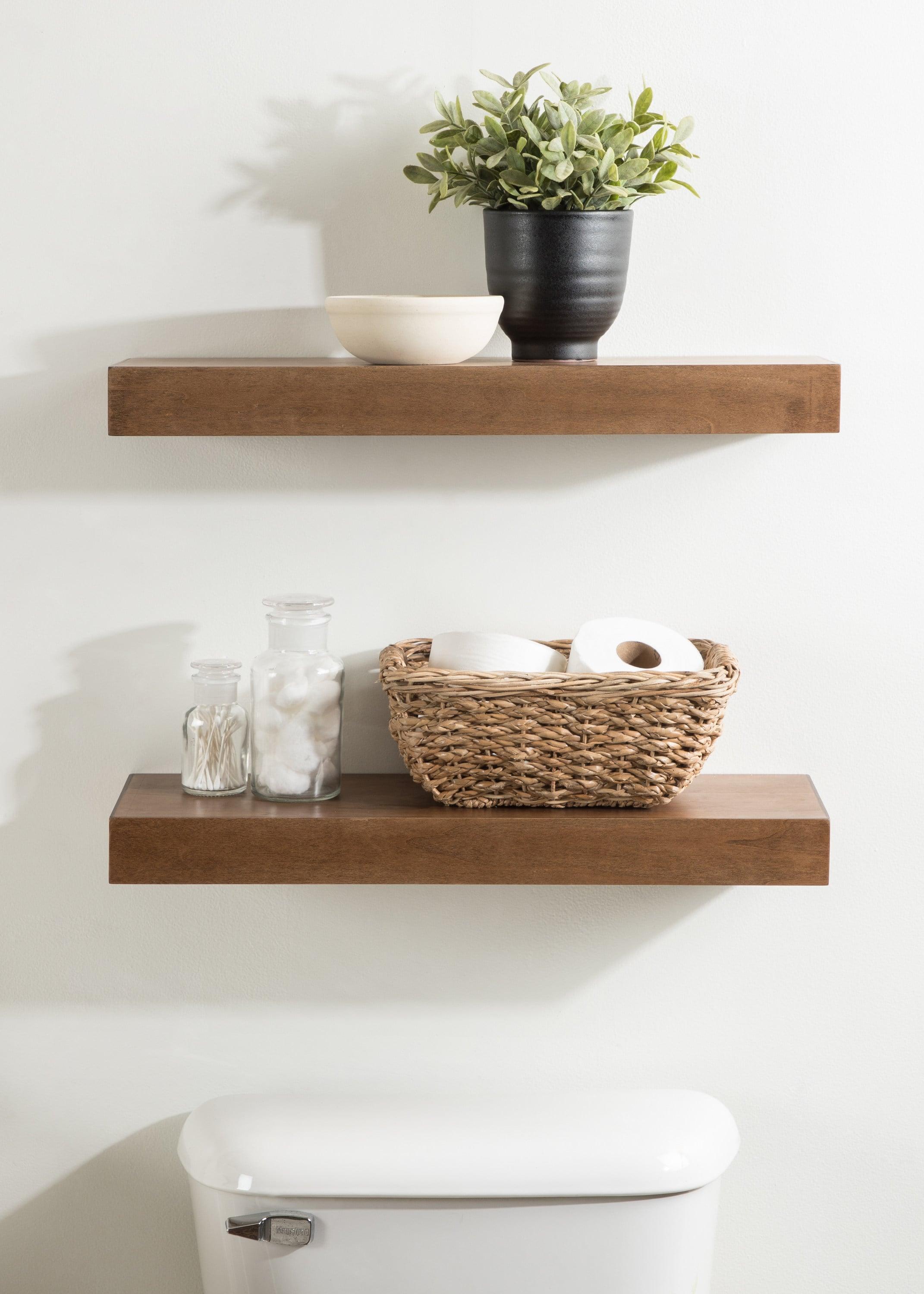 Kate & Laurel All Things Decor 2pc 24" Havlock Wood Shelf Set Rustic Brown: No Assembly, Open Design