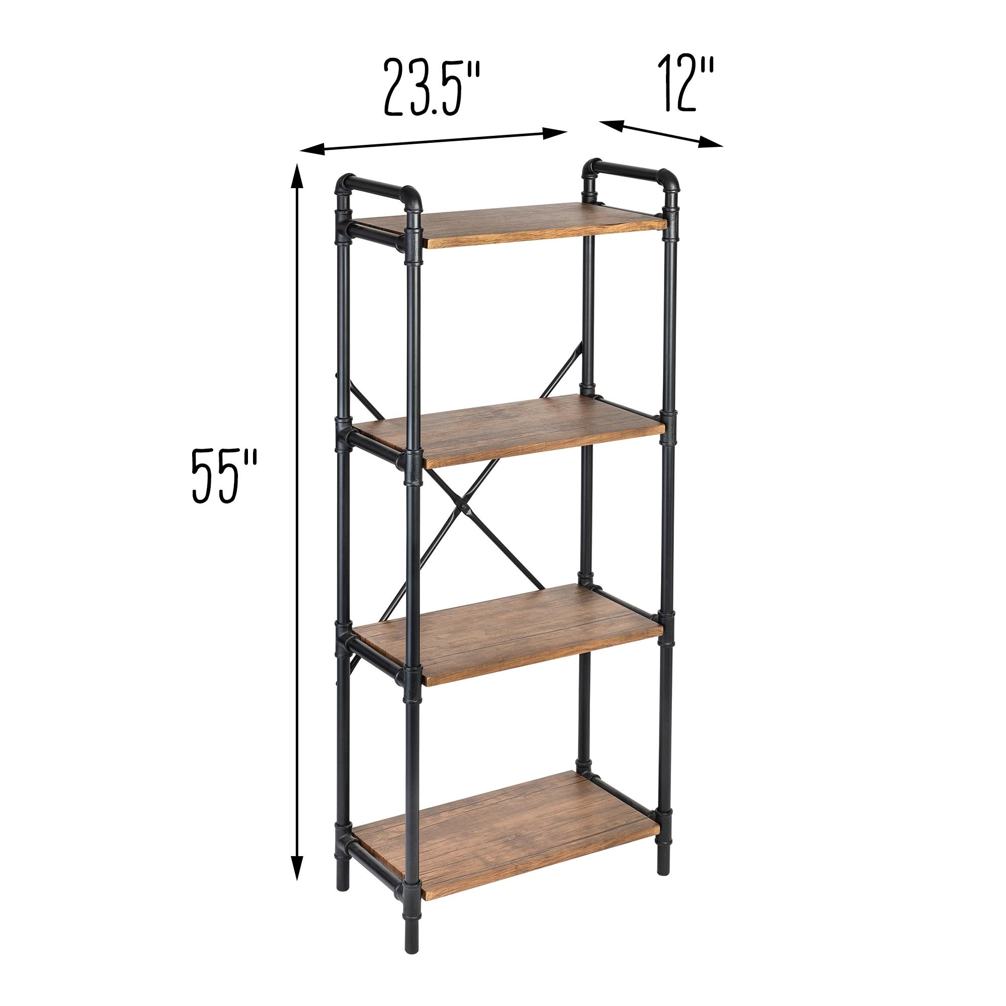 Honey-Can-Do 4-Tier Industrial Steel Bookcase, Rustic/Black