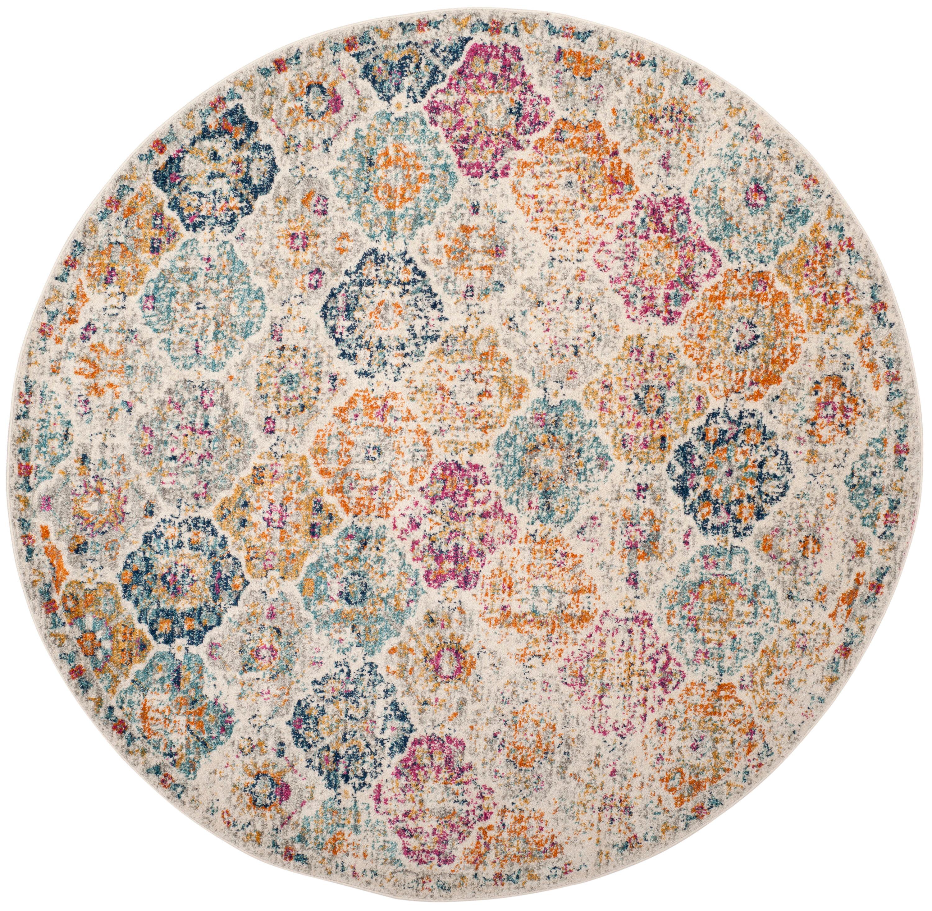 Madison MAD611 Power Loomed Area Rug - Cream/Multi - 8' round - Safavieh.