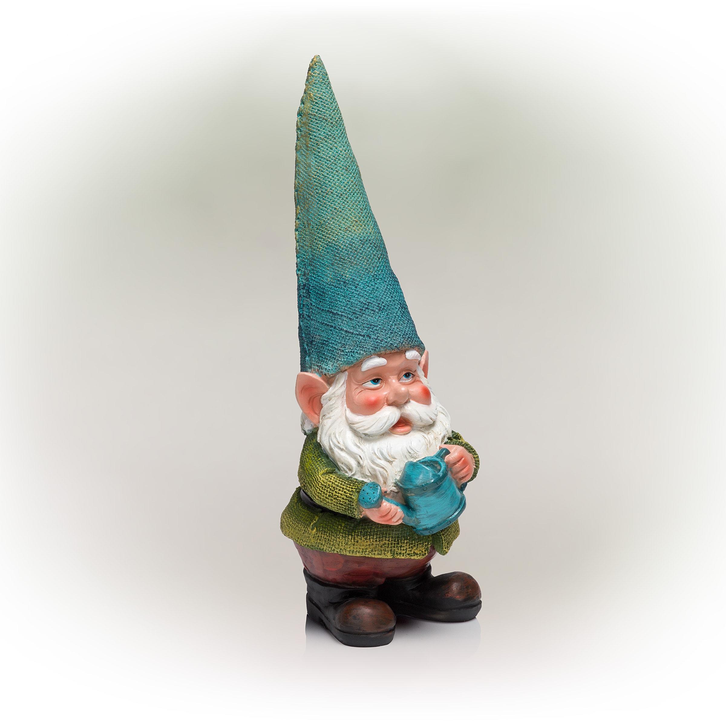 15" Outdoor Polyresin Garden Gnome with Watering Can - Alpine Corporation: Weatherproof Yard Decor