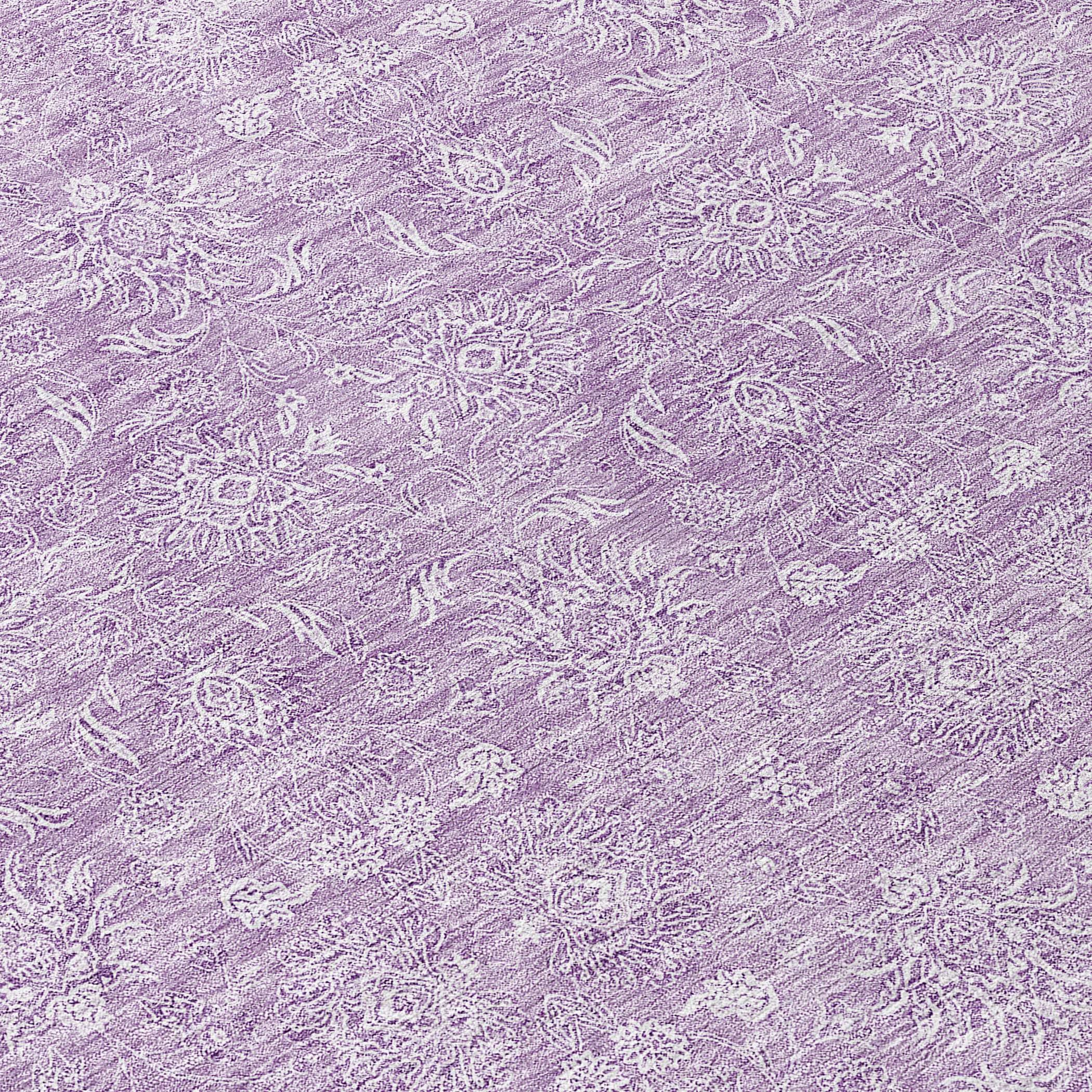Lavender Synthetic Flat Woven Round Washable Area Rug