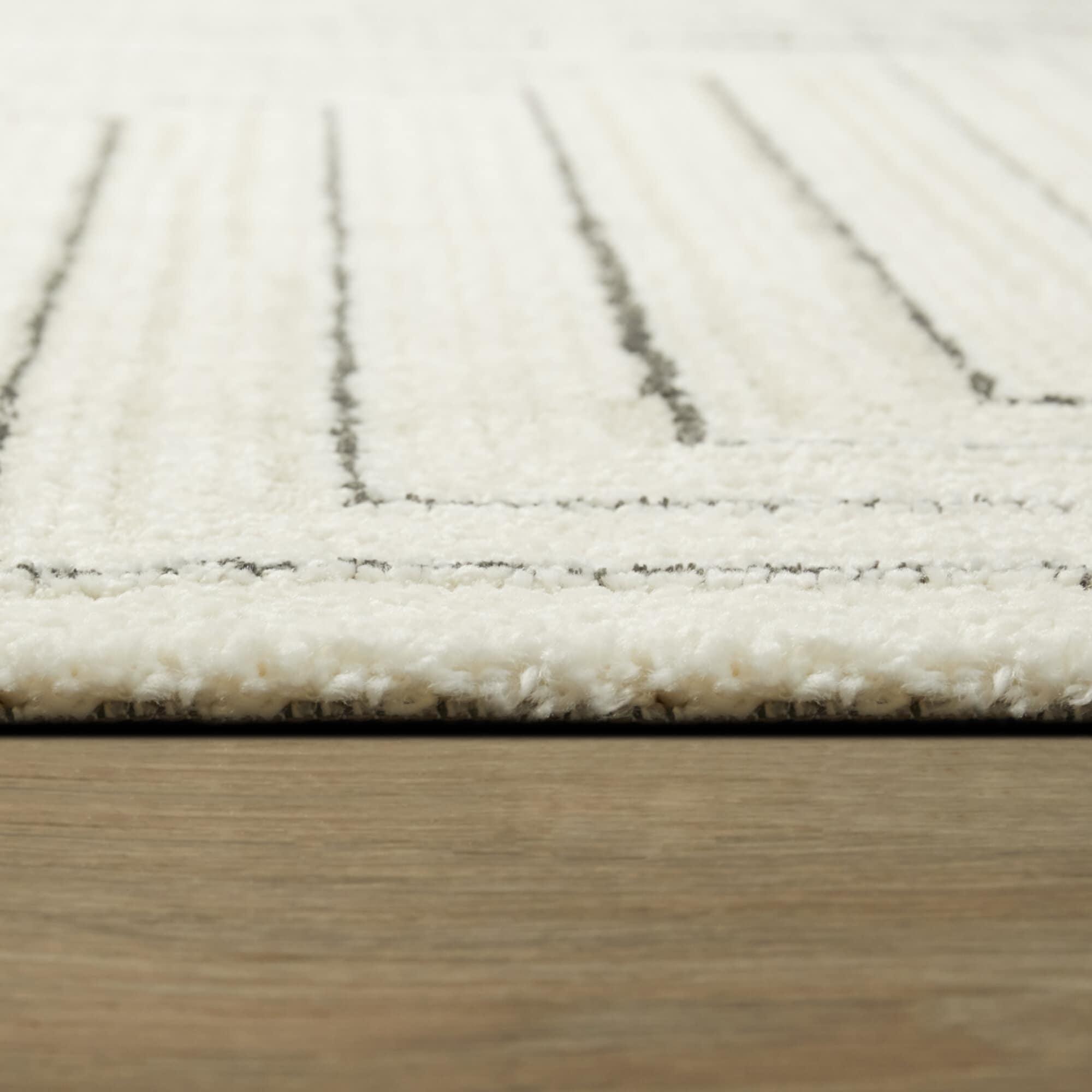 Balta Carmody Modern Geometric Art Deco Area Rug Cream 4'4" x 6' 4' x 6' Beige, Black, Grey