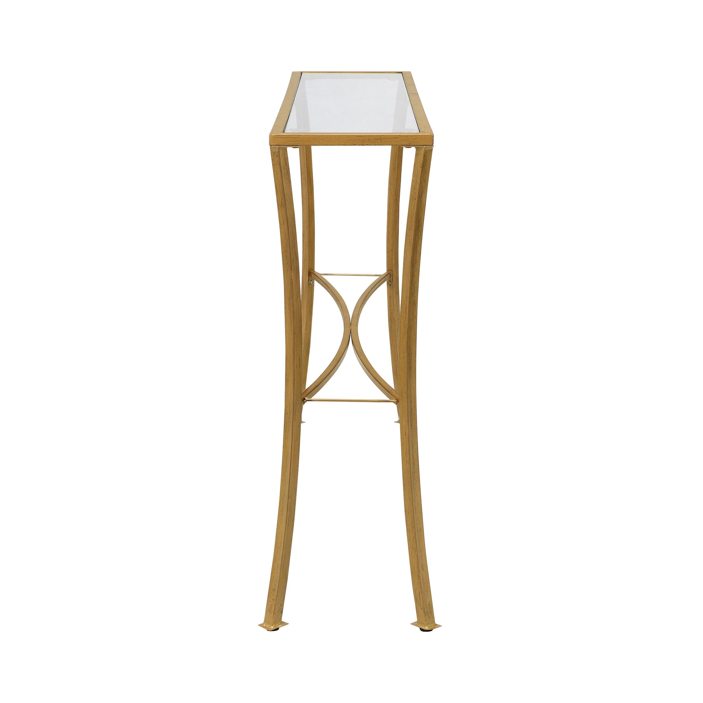 Carolina Classics Palin Glass Top Console Table in Antique Gold