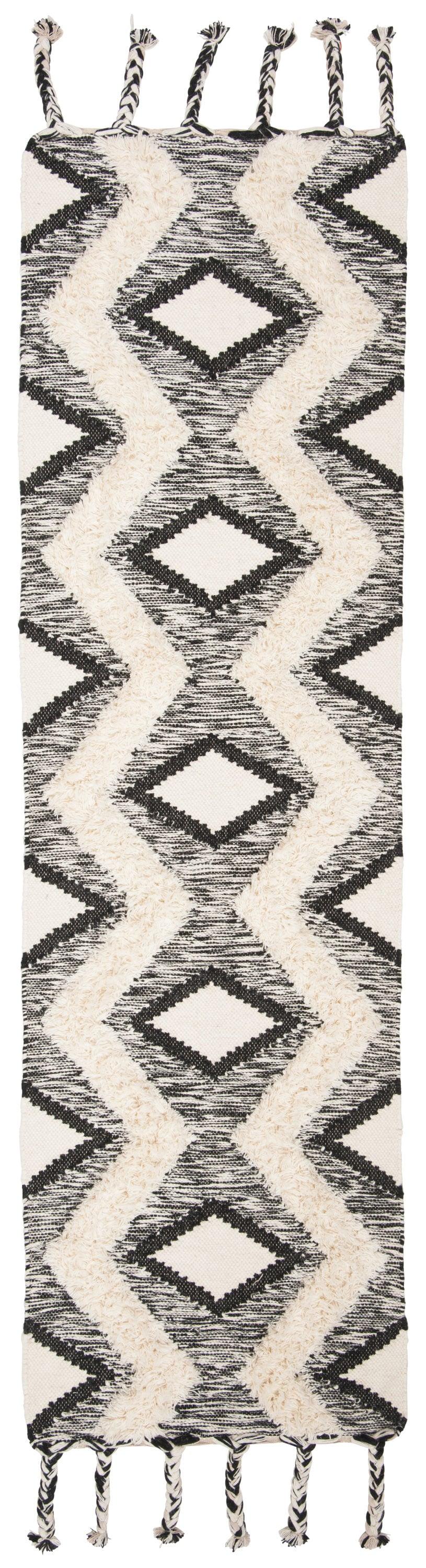 Kenya KNY908 Hand Knotted Runner Rug - Black/Ivory - 2'3"x8' - Safavieh