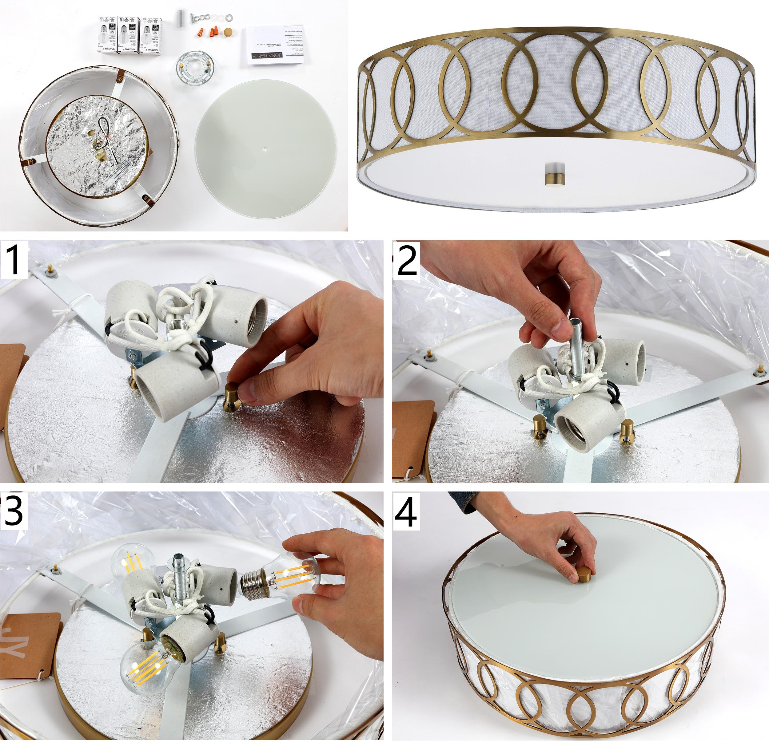 Aubrey 3-Light 15.5" Metal LED Flush Mount, Brass