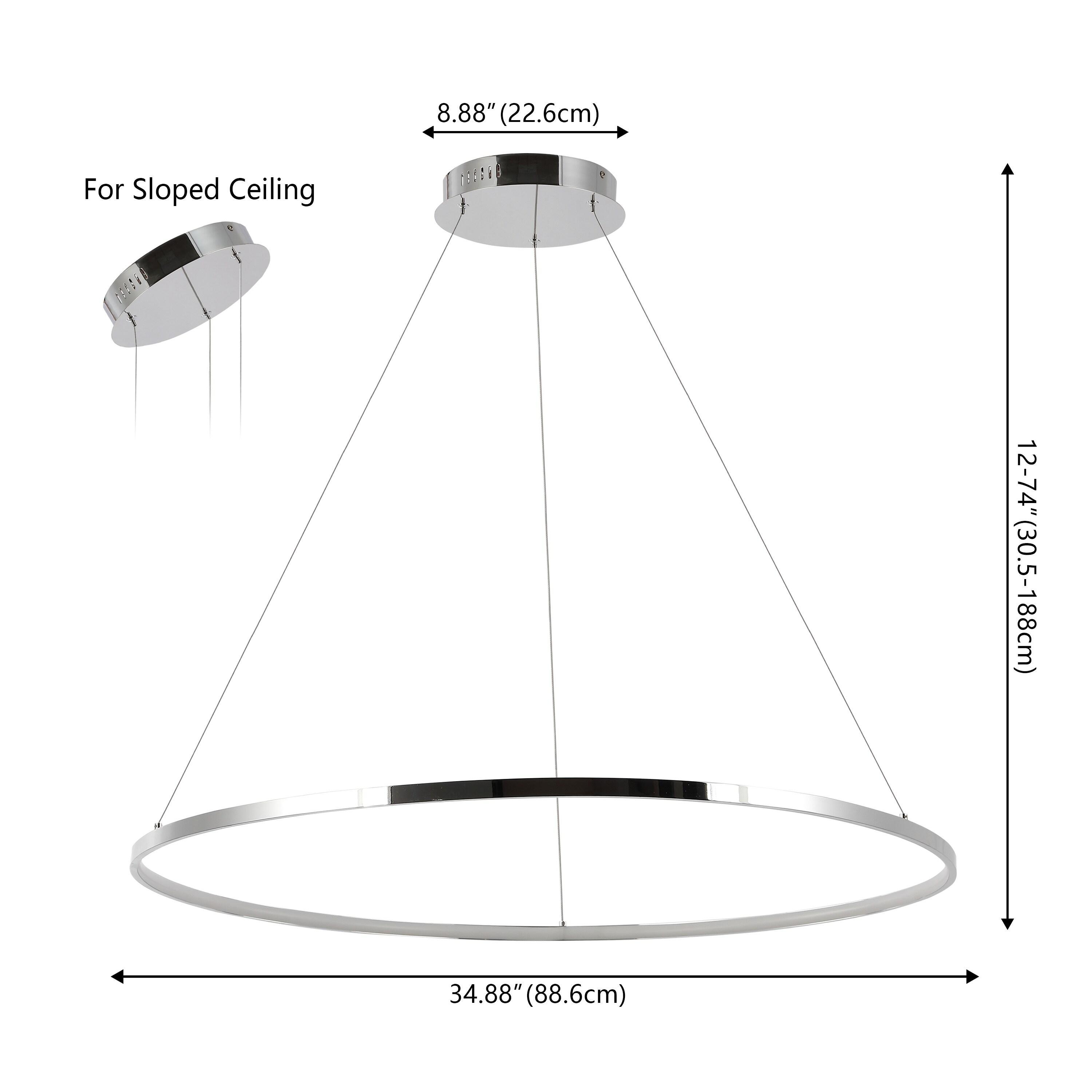Circulo 34.88" Modern Bohemian Iron Integrated LED Pendant, Chrome