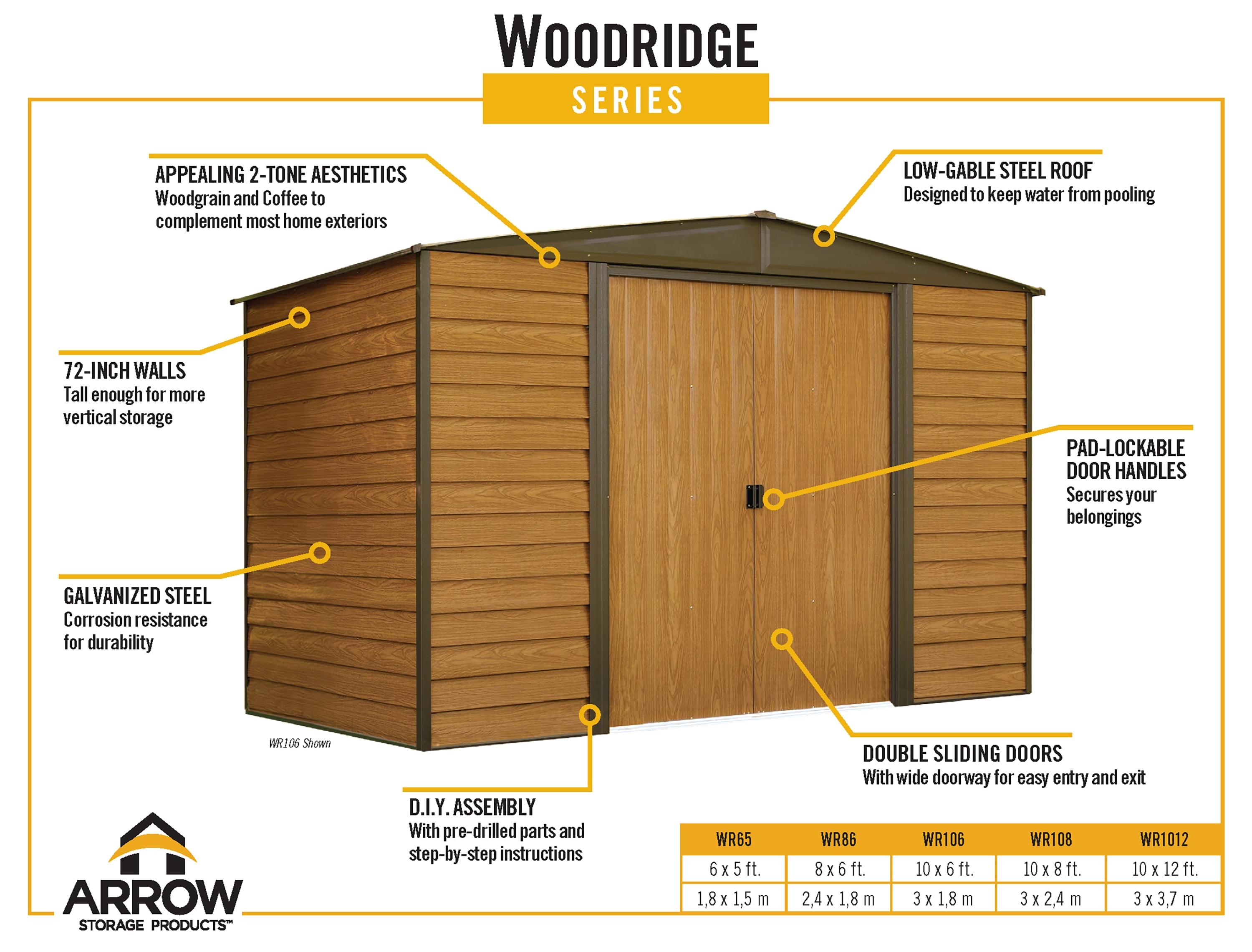 Woodridge 8 ft. W x 6 ft. D Metal Storage Shed