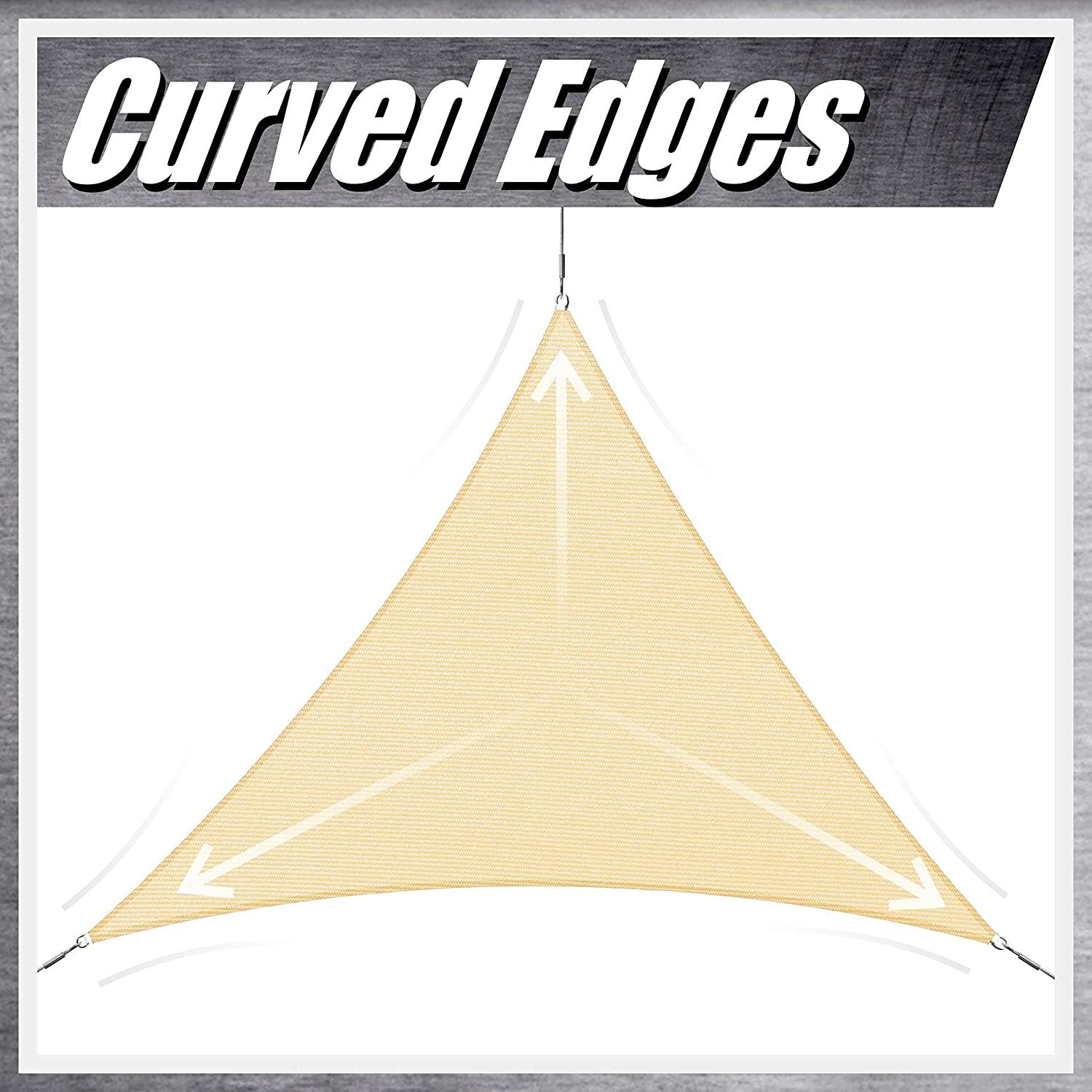 ColourTree 12' x 12' x 12' Grey Triangle Waterproof Sun Shade Sail Canopy Awning Shelter, 95% UV Blockage Water Resistant, Outdoor Patio Garden Carport (We Customize Size)