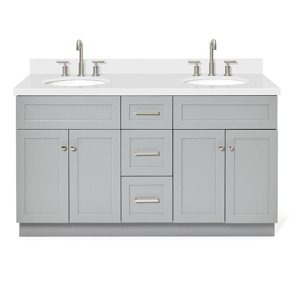 Ariel F061dwqovo Hamlet 61" Free Standing Double Basin Vanity Set - Grey / Pure White Top