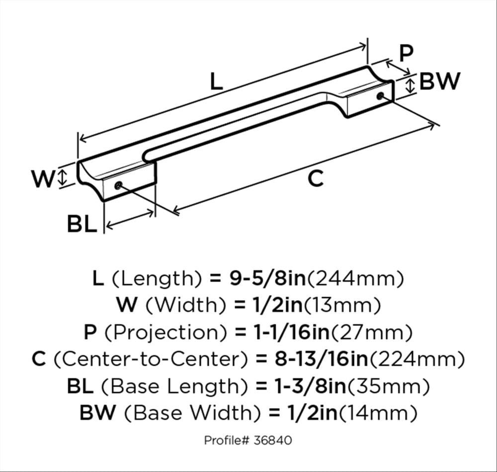 Amerock Status 8-13/16 inch (224mm) Center-to-Center Satin Nickel Cabinet Pull