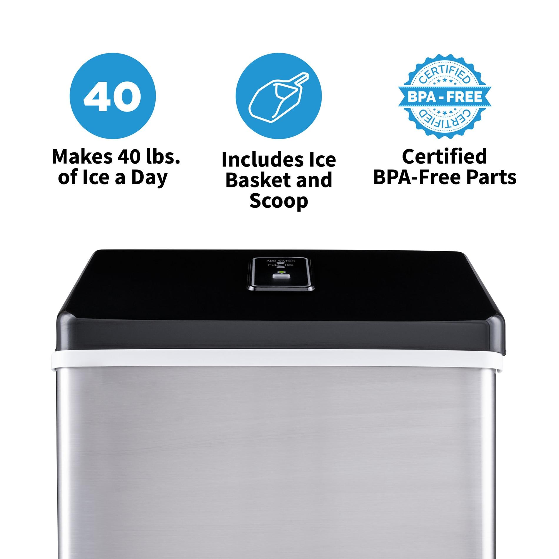 Newair Countertop Clear Ice Maker, 40 lbs. of Ice a Day with Easy to Clean BPA-Free Parts, Perfect for Cocktails, Scotch, Soda and More