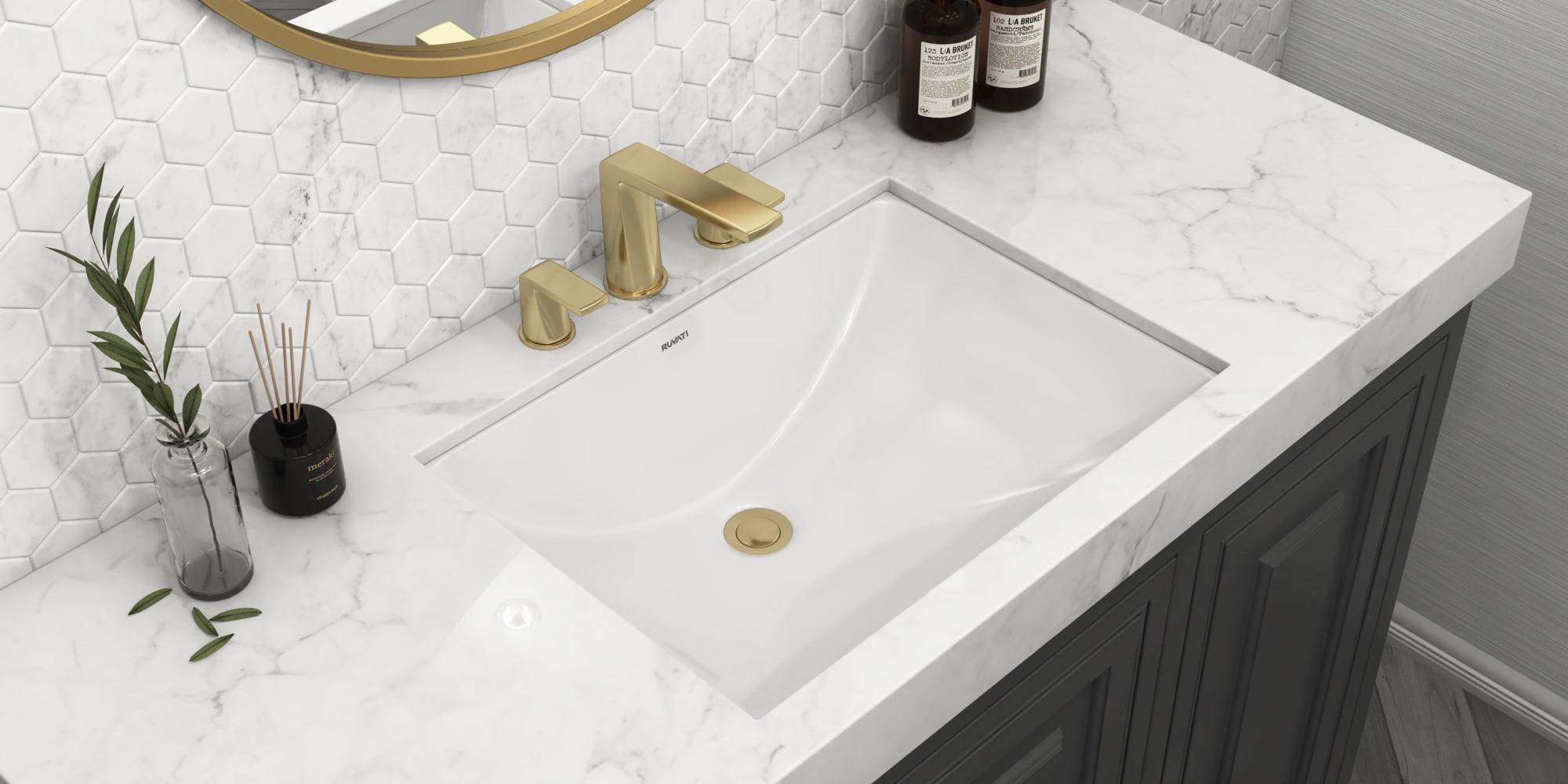 Ruvati 18 x 13 inch Undermount Bathroom Sink White Rectangular Porcelain Ceramic with Overflow