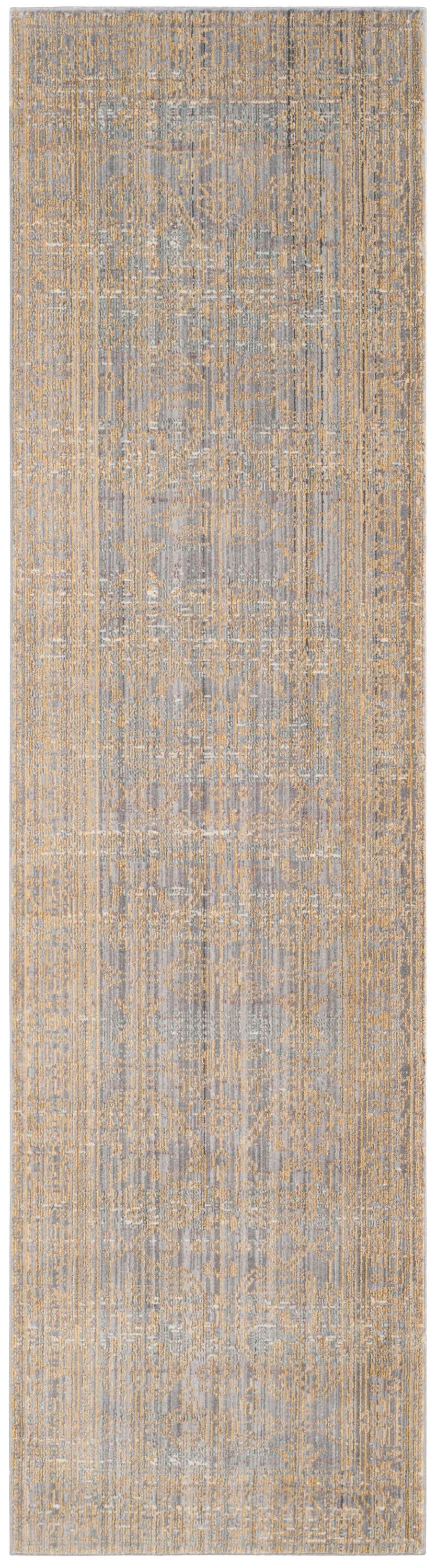 Valencia VAL104 Power Loomed Indoor Runner Rug - Grey/Gold - 2'3"x8' - Safavieh