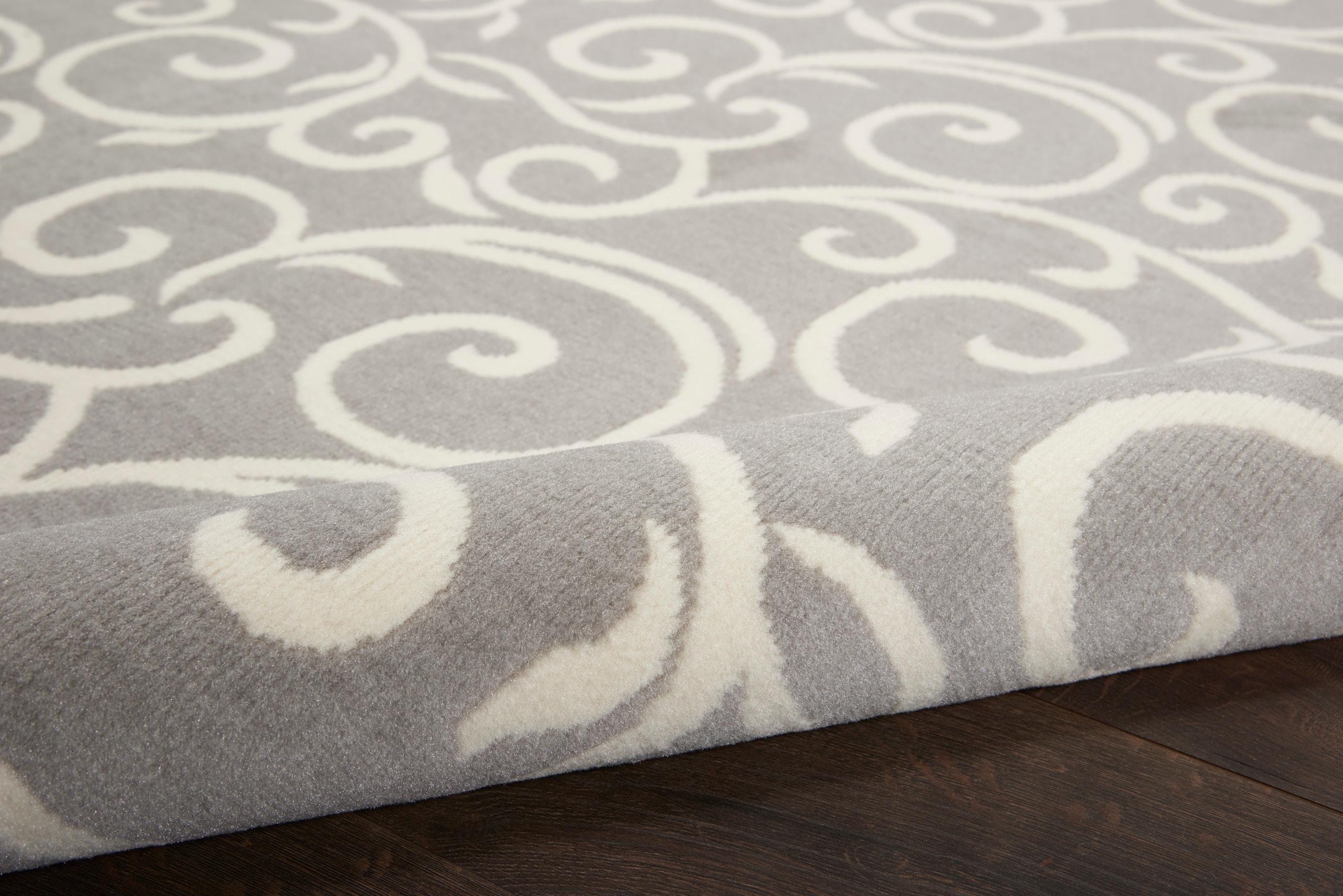 Nourison Grafix 6' x 9' Grey Area Rug Bohemian Contemporary Botanical by Nourison