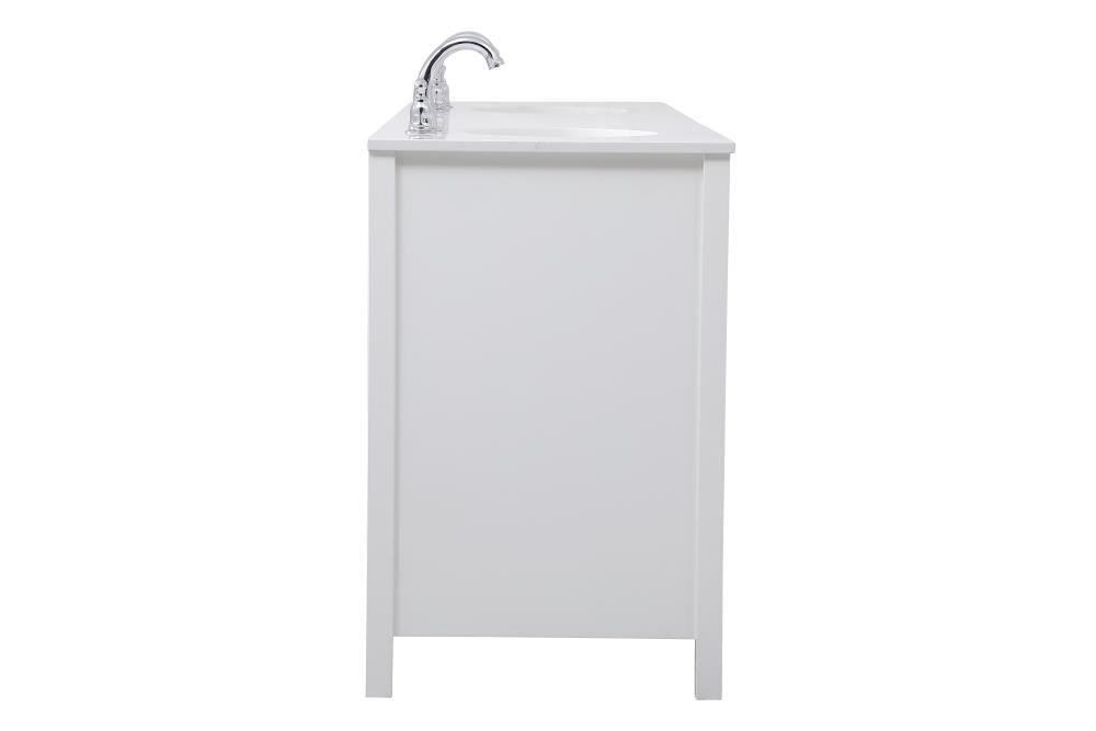 Elegant Decor Tocador de Baño Doble Irene de 72" de Madera Maciza y Piedra en Blanco
