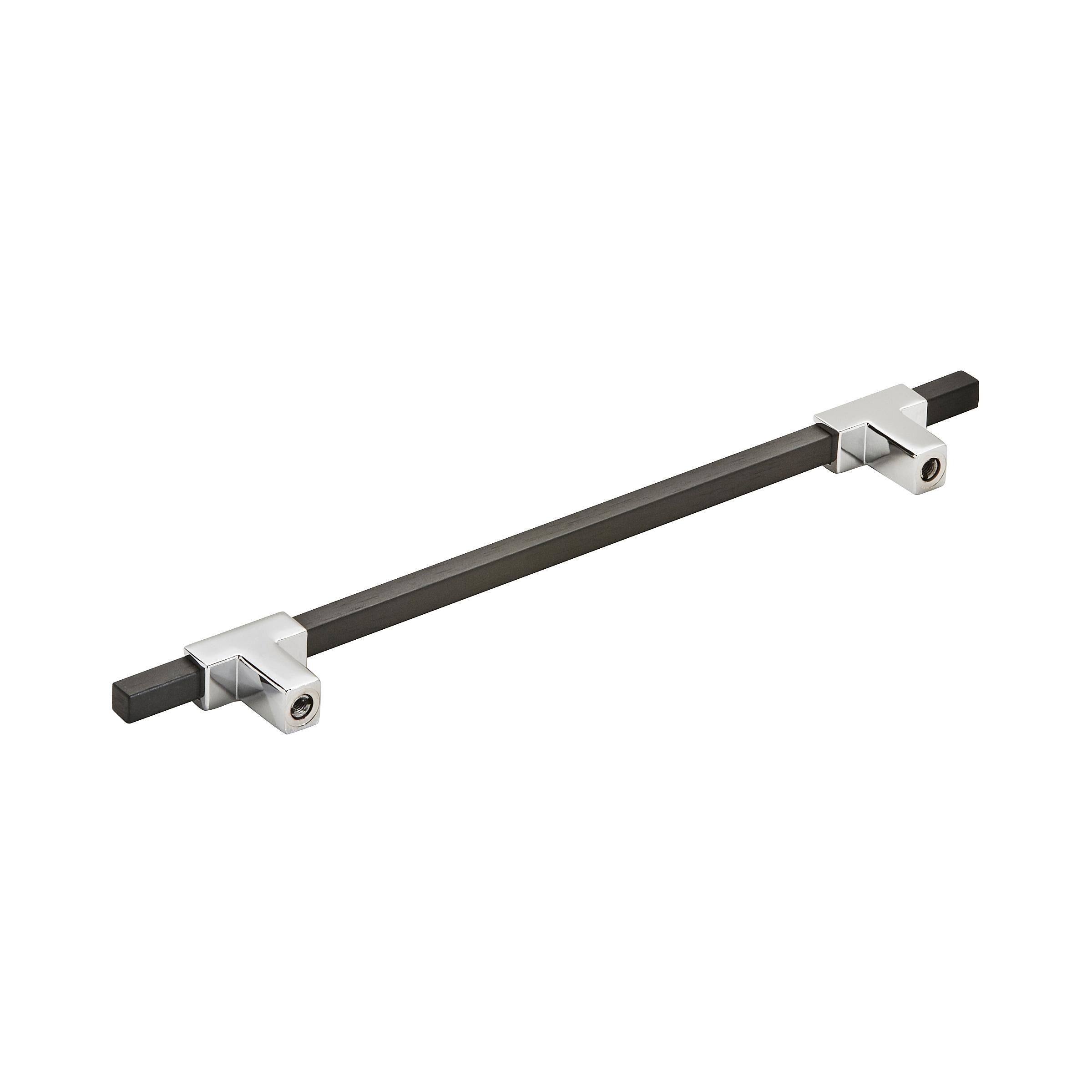 Amerock Urbanite 7-9/16 inch (192mm) Center-to-Center Polished Chrome/Brushed Matte Black Cabinet Pull