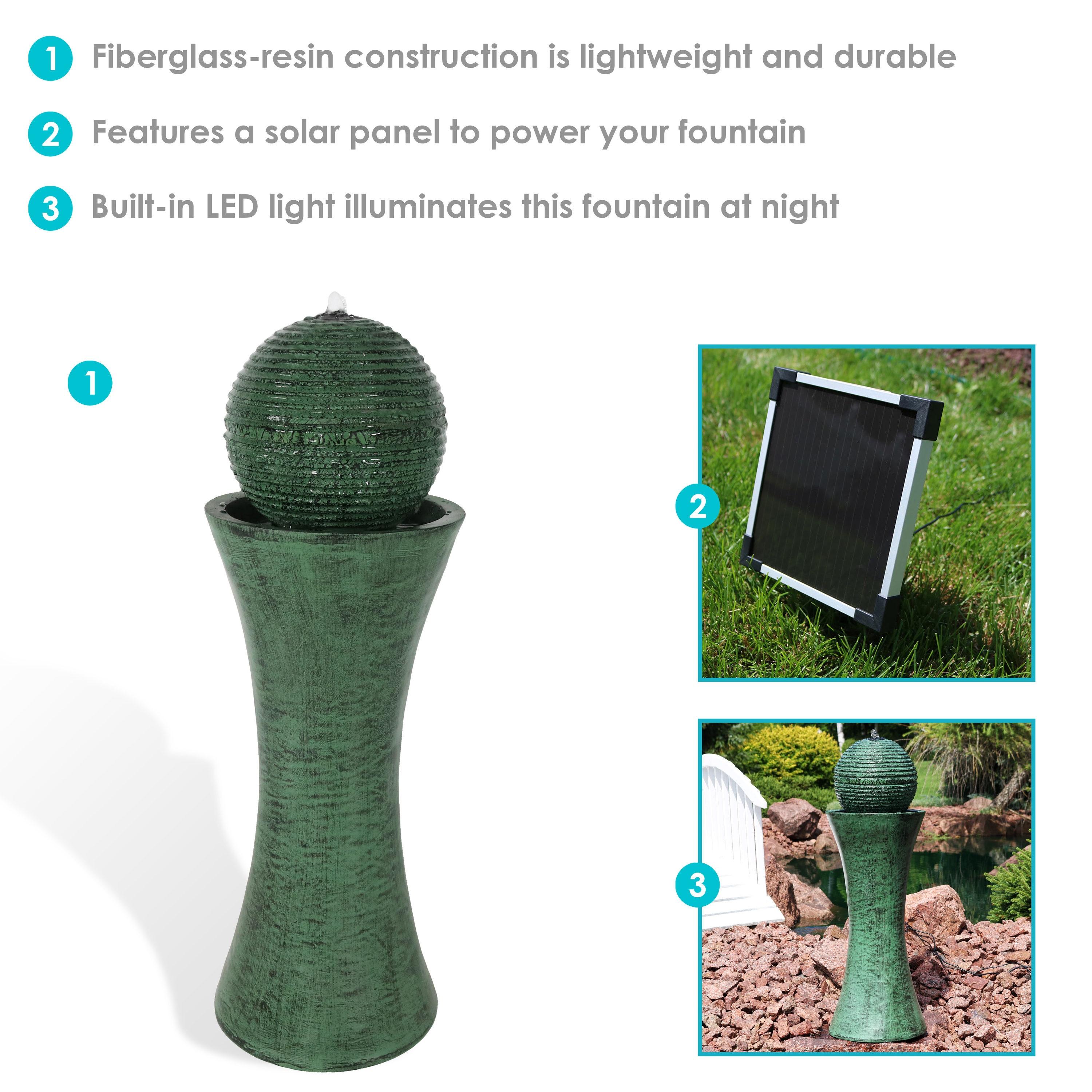Sunnydaze Outdoor Polyresin Desert Spring Solar Powered Water Fountain with Battery Backup, Submersible Pump, and Panel - 30"