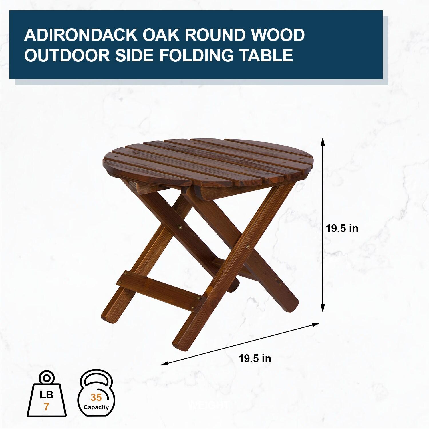 Shine Company Adirondack Round Cedar Wood Foldable Side Table in Brown