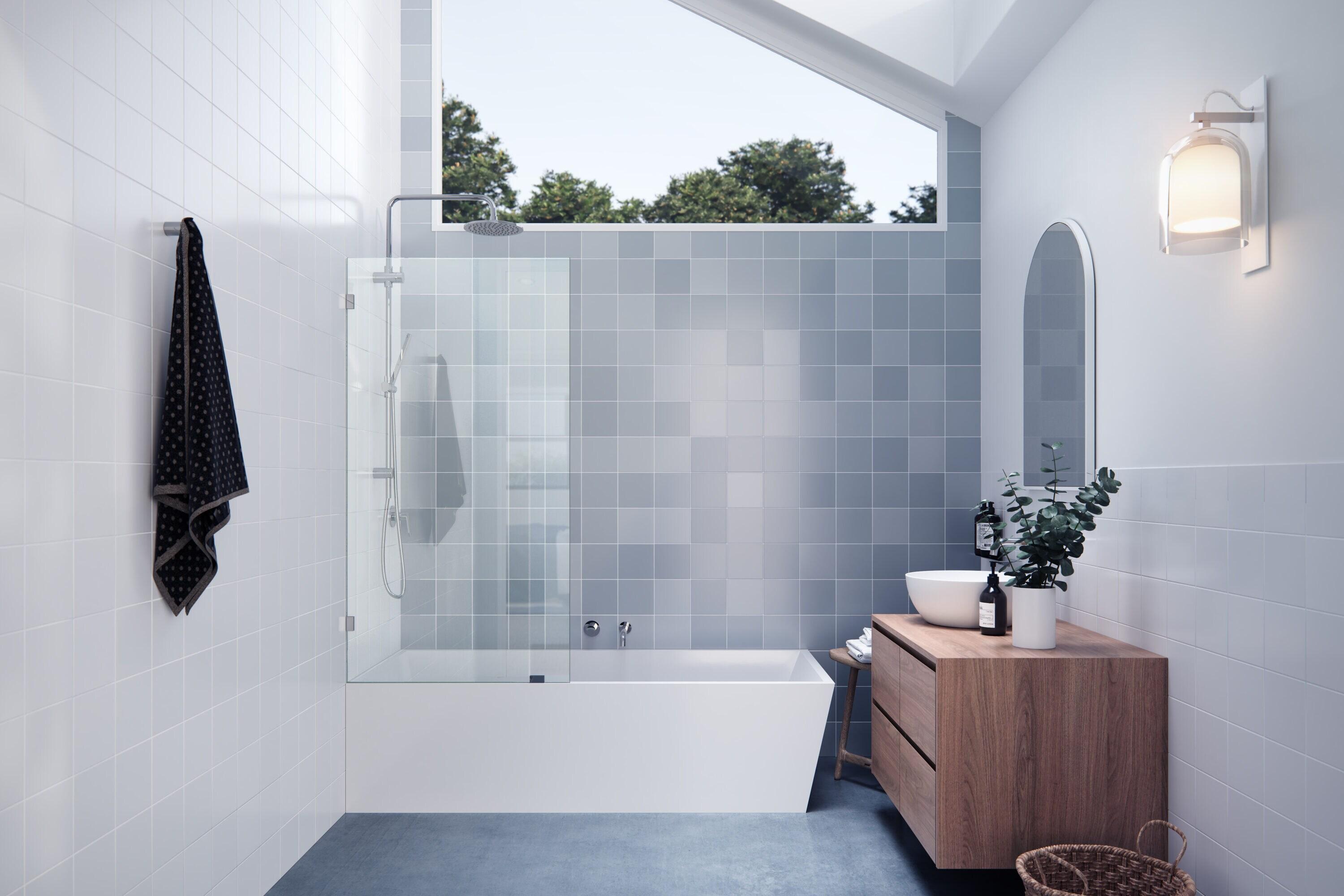 Vela 30 in. x 58.25 in. Frameless Single Fixed Bath Panel