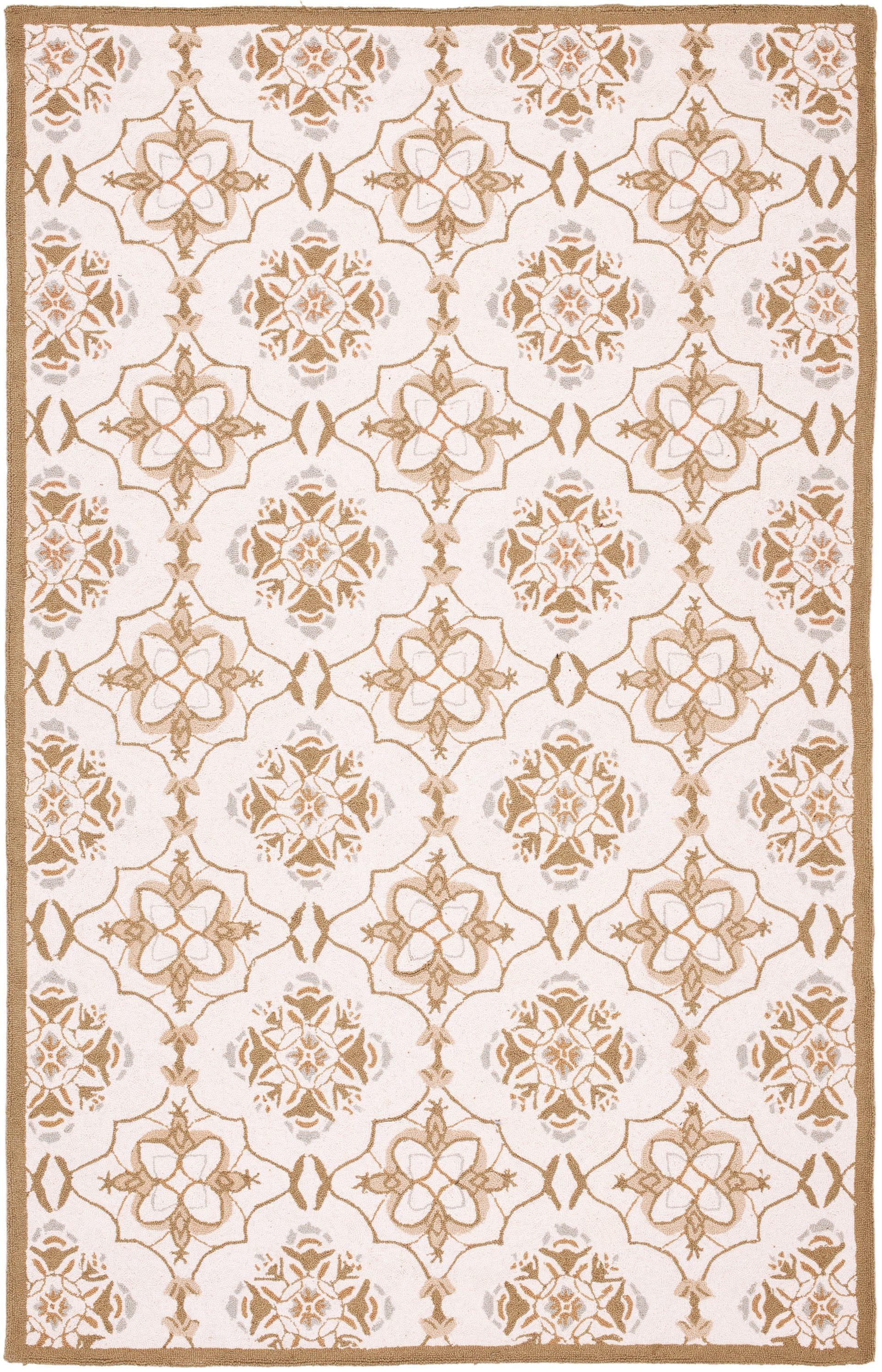 SAFAVIEH Chelsea Jamison Geometric Wool Area Rug, Ivory/Green, 5'3" x 8'3"