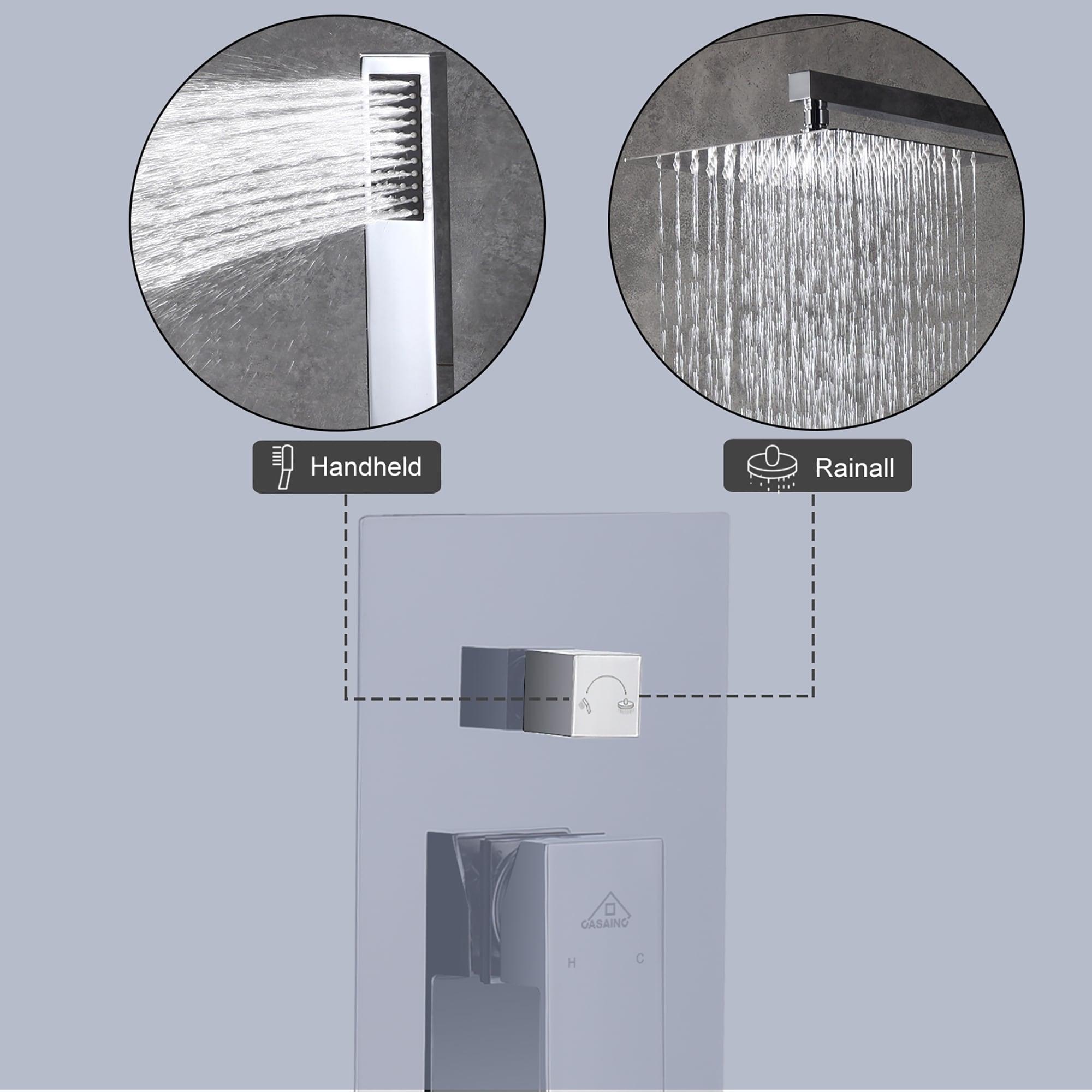 CASAINC 10" Wall Mounted Dual Shower Heads Shower Valve Trim System Kit