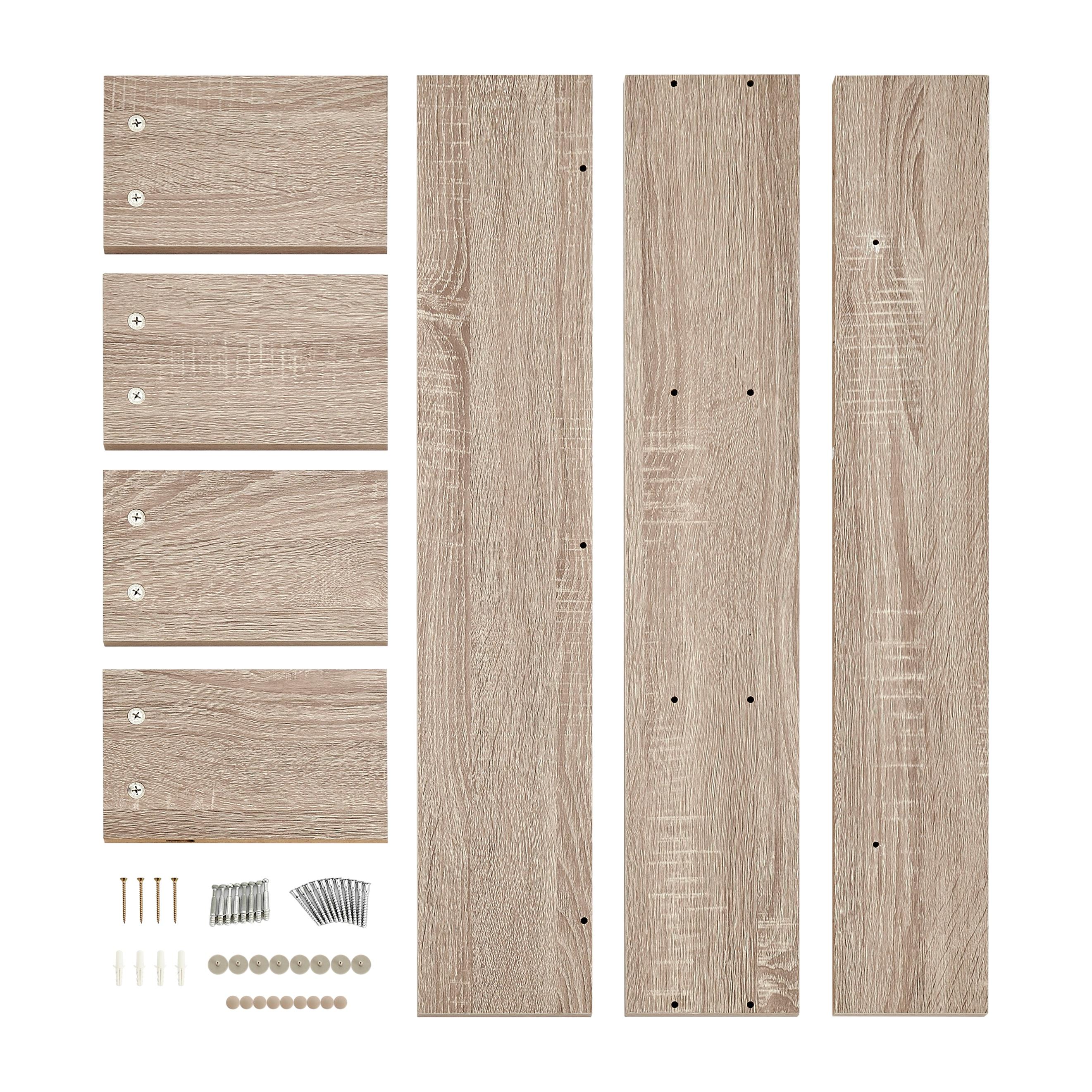 Danya B. 31.5" x 15.7" Modern 3 Cube Floating Wall Shelf with Display Ledge Weathered Oak: Laminated MDF, Iron Hardware