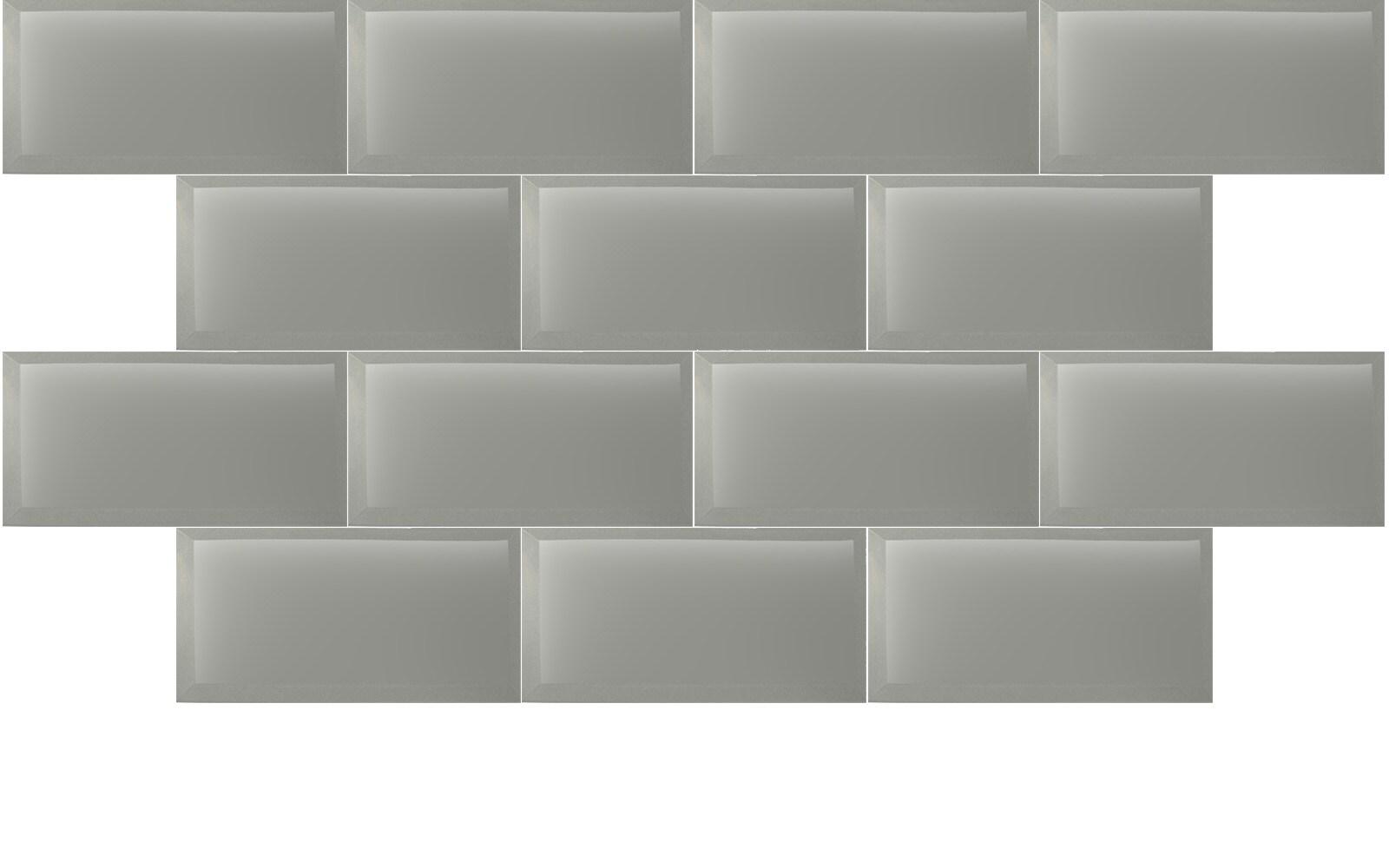 Abolos Frosted Elegance 8 in. x 16 in. Diamond Grade Glass Beveled Large Format Subway Decorative Kitchen & Bathroom Wall Tile