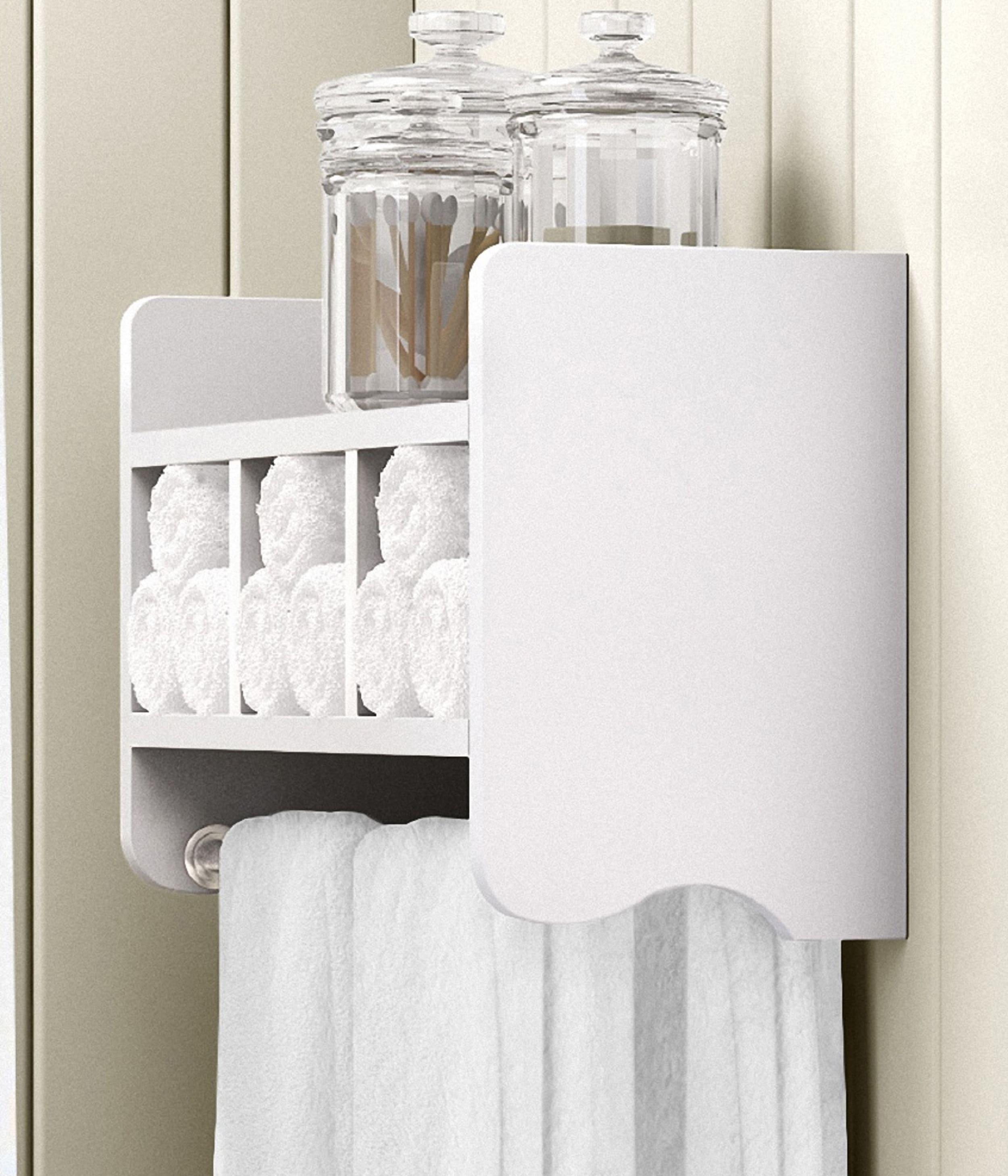 Alaterre 25" Bath Storage Shelf with Towel Rod, White