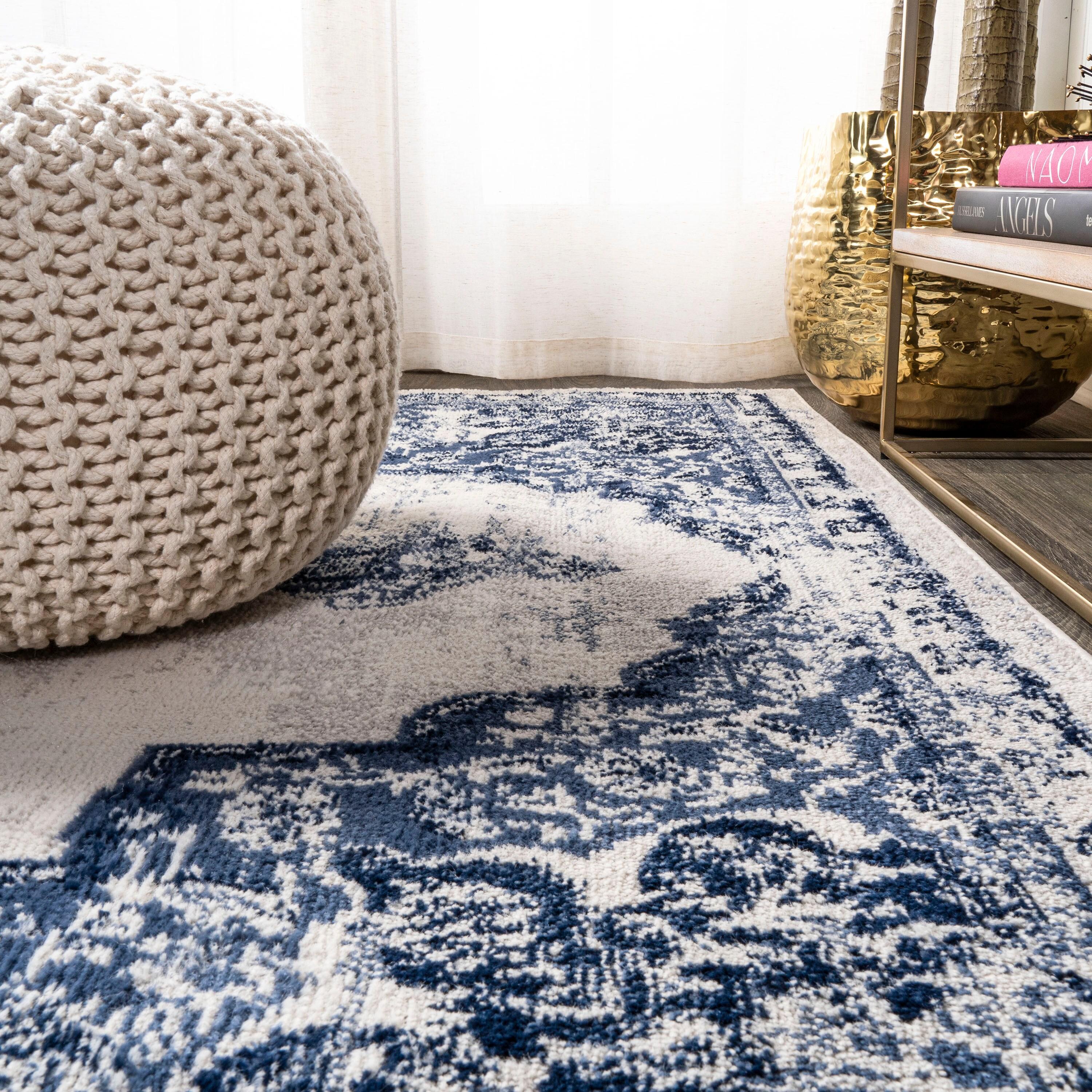 8'x10' Alhambra Ornate Medallion Modern Area Rug, Light Blue/Ivory - JONATHAN Y