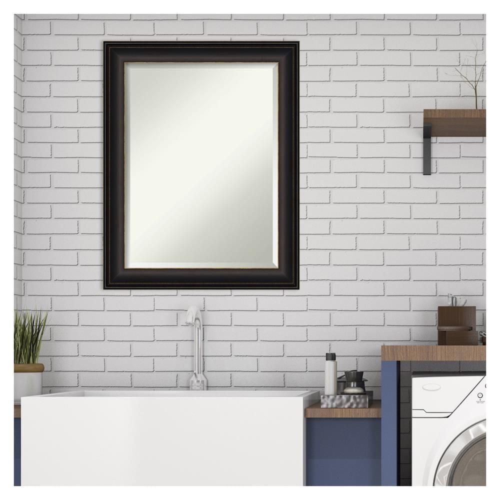 22" x 28" Trio Oil Rubbed Framed Bathroom Vanity Wall Mirror Bronze - Amanti Art: Modern Rectangle, Beveled Glass, Wall Mount