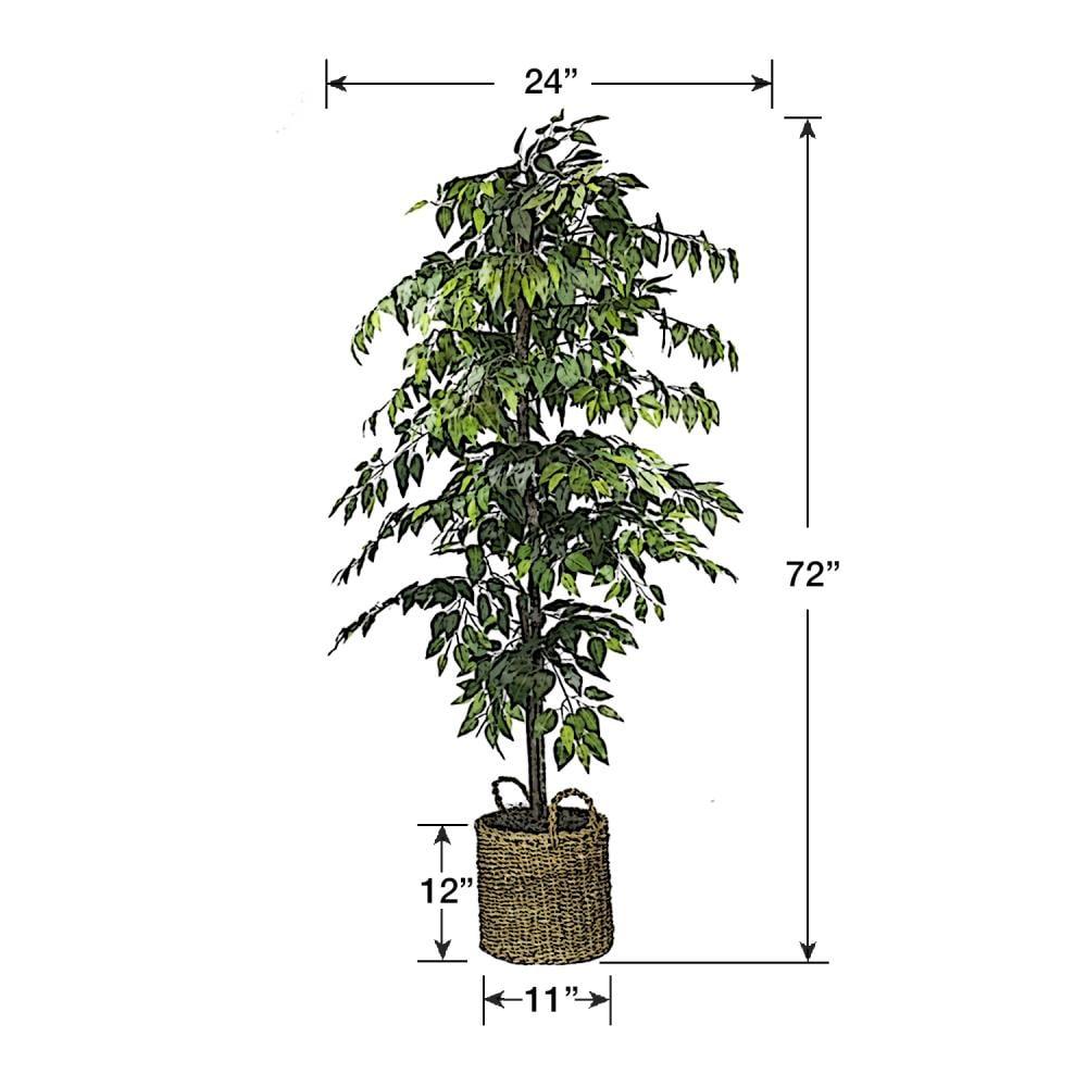 72" Artificial Ficus Tree in Basket - LCG Florals: Indoor Polyester Faux Foliage, No Assembly Required