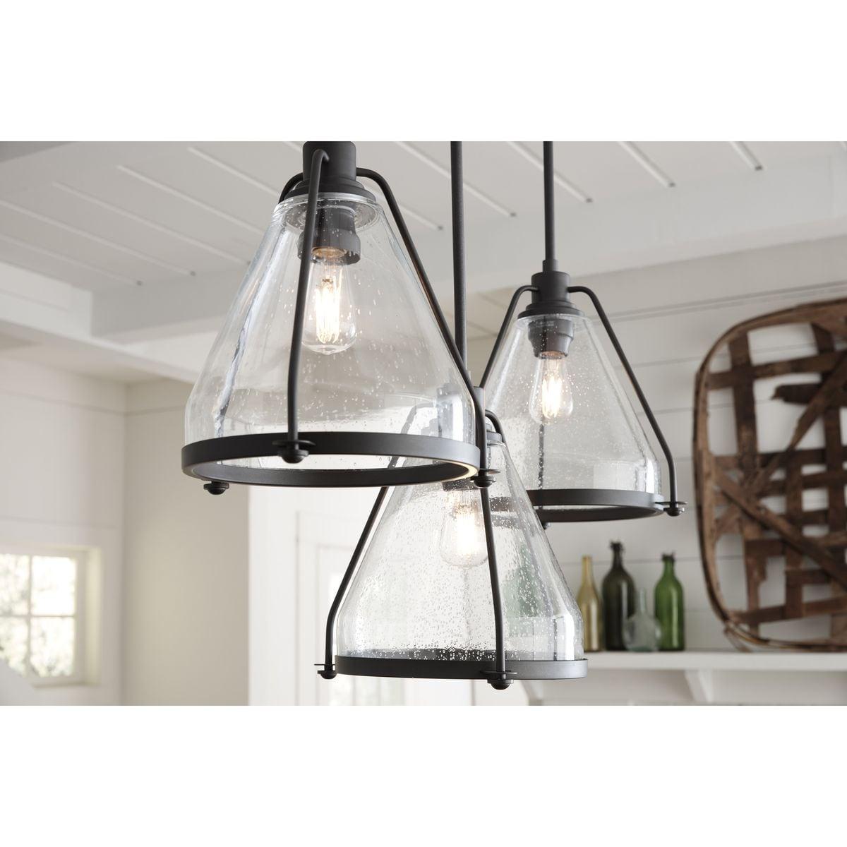 Progress Lighting, Range Collection, 1-Light Wall Sconce, Graphite Finish, Clear Seeded Glass Shade