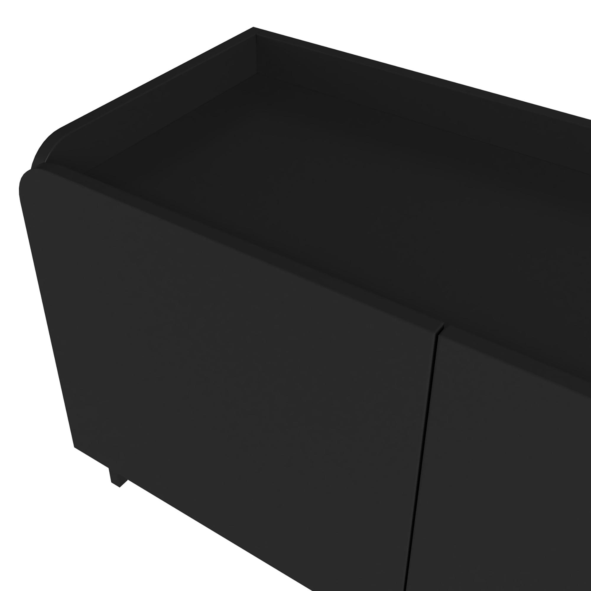 Manhattan Comfort 2pc Bogardus TV Stand for TVs up to 65" and 2 Door Accent Cabinet Set Black: Mid-Century Modern, Particle Board Construction