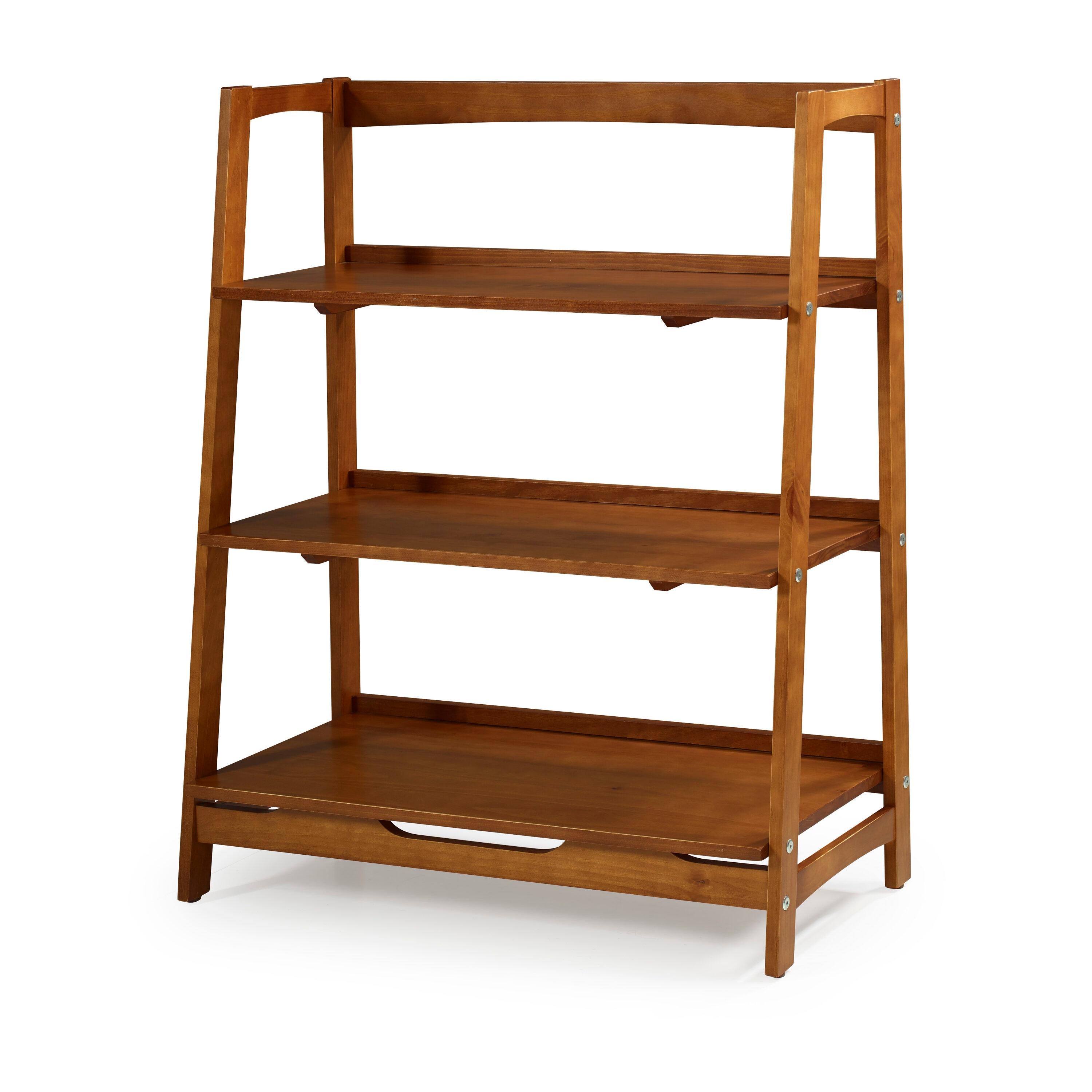 Camaflexi Mid Century Modern Wooden Bookshelf 3 Tier Open Shelving Unit, Castanho 100% Solid Wood