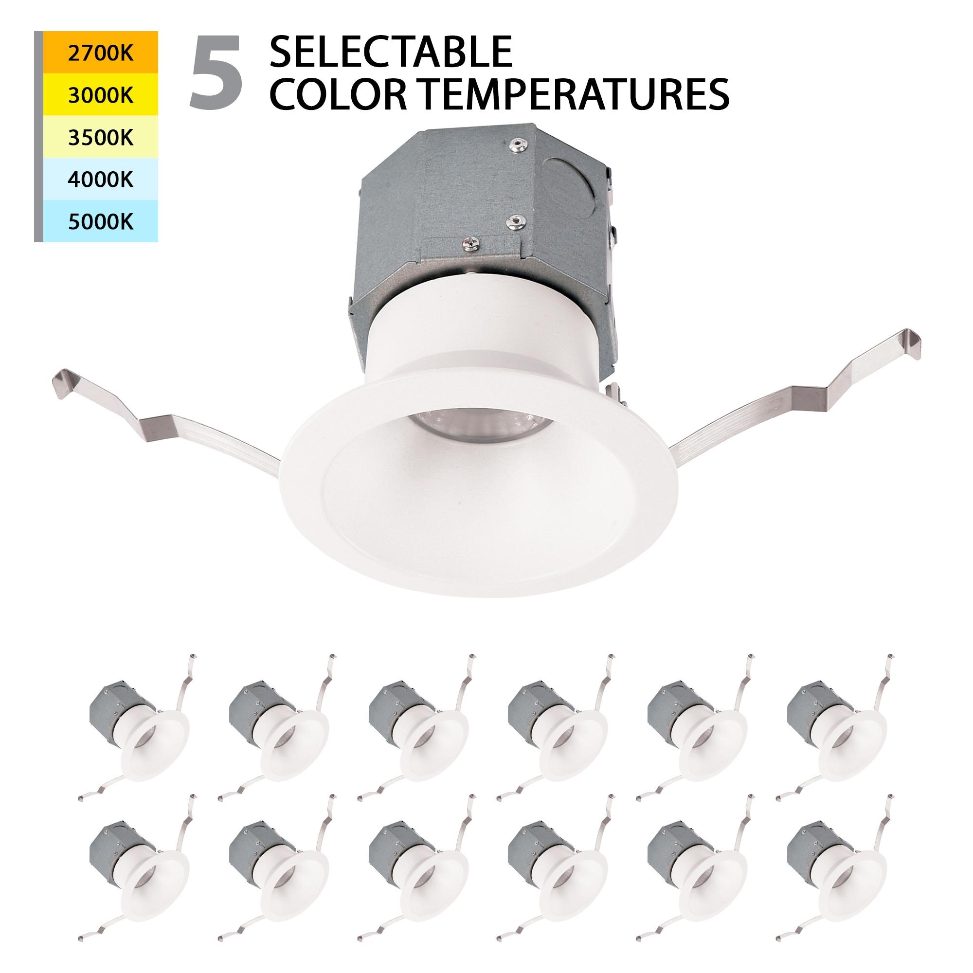 Pop-in 4'' Selectable Color Temperature Dimmable Air-Tight IC Rated Standard Recessed Lighting Kit