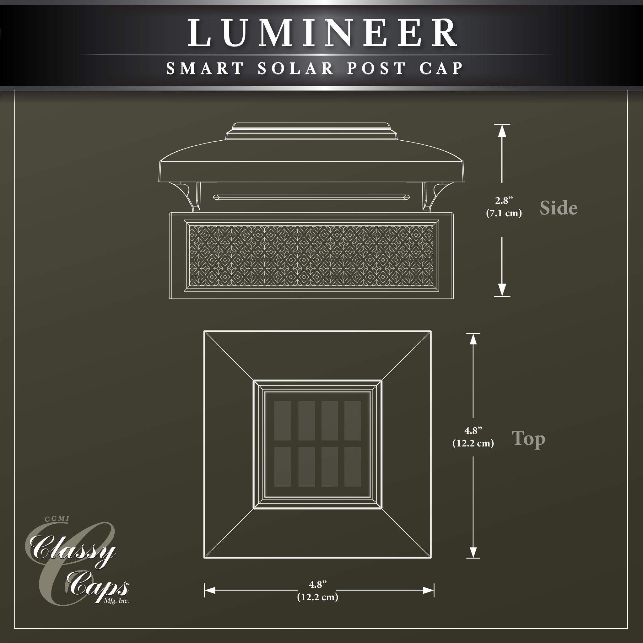Classy Caps Black Low Voltage Integrated LED Metal Fence Post Cap Light 3.5 In. X 3.5 In. with Base Adapter Included