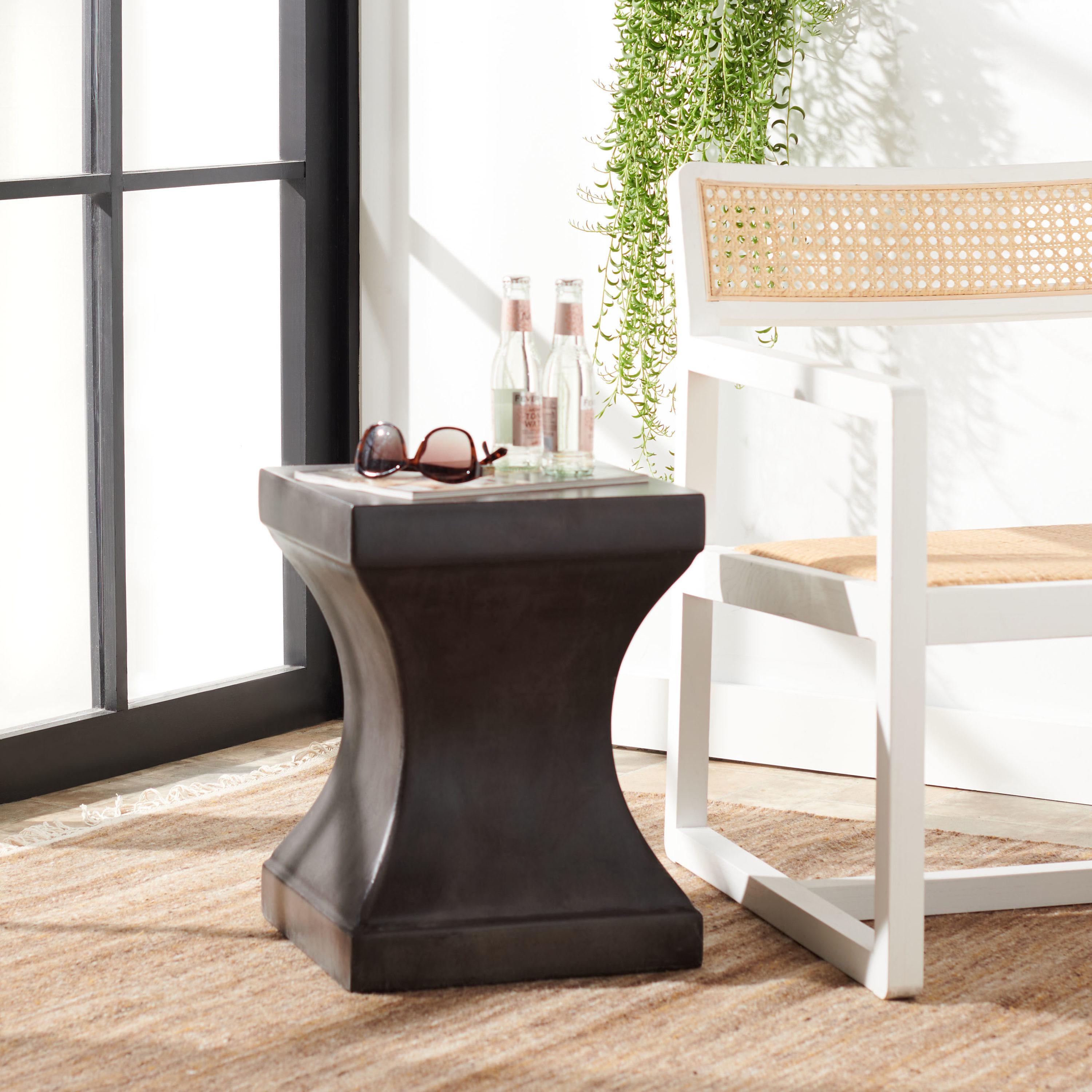 Curby Concrete Accent Stool - Black - Safavieh.