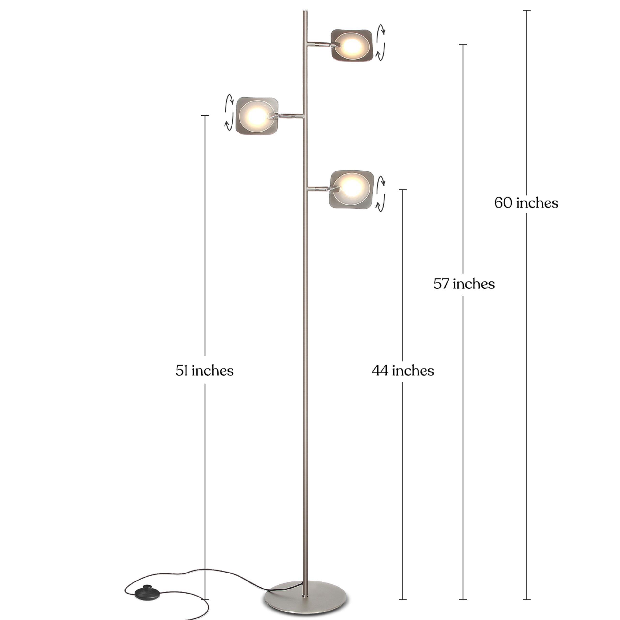 Brightech Tree Industrial LED 3-Way Dimming Floor Lamp with 3 Adjustable Spot Lights