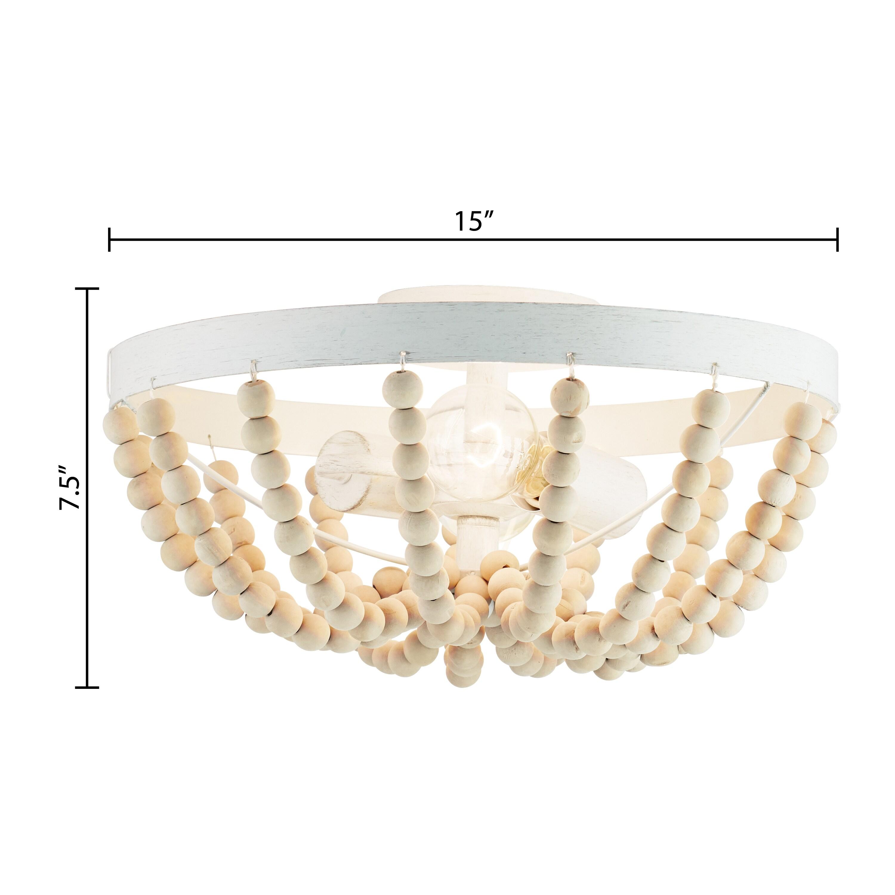 15" Delilah Boho Semi-Flush Mount Pendant White - River of Goods: Metal & Wood, UL Listed, 2-Bulb Ceiling Fixture