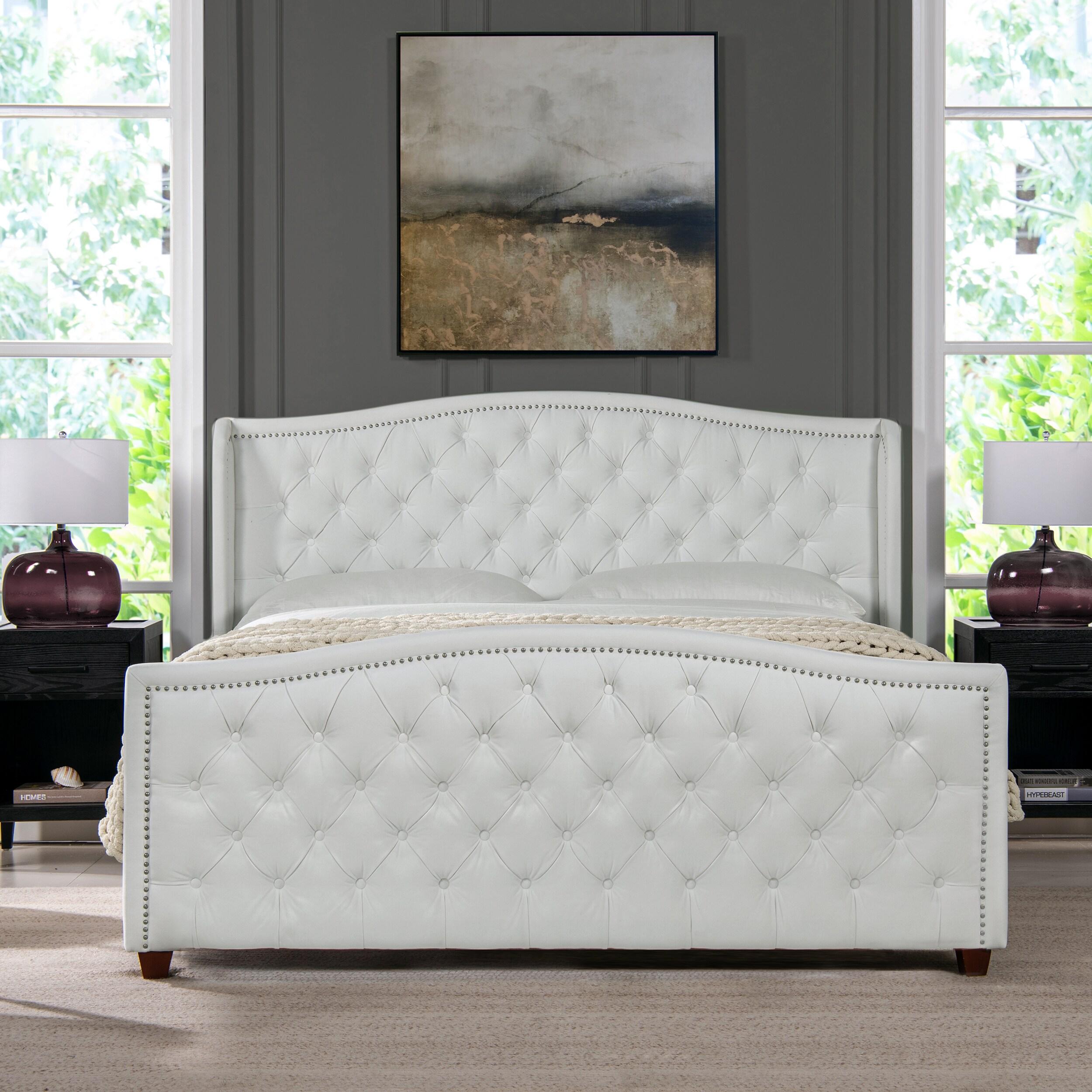 Marcella Tufted Wingback King Bed Bright White