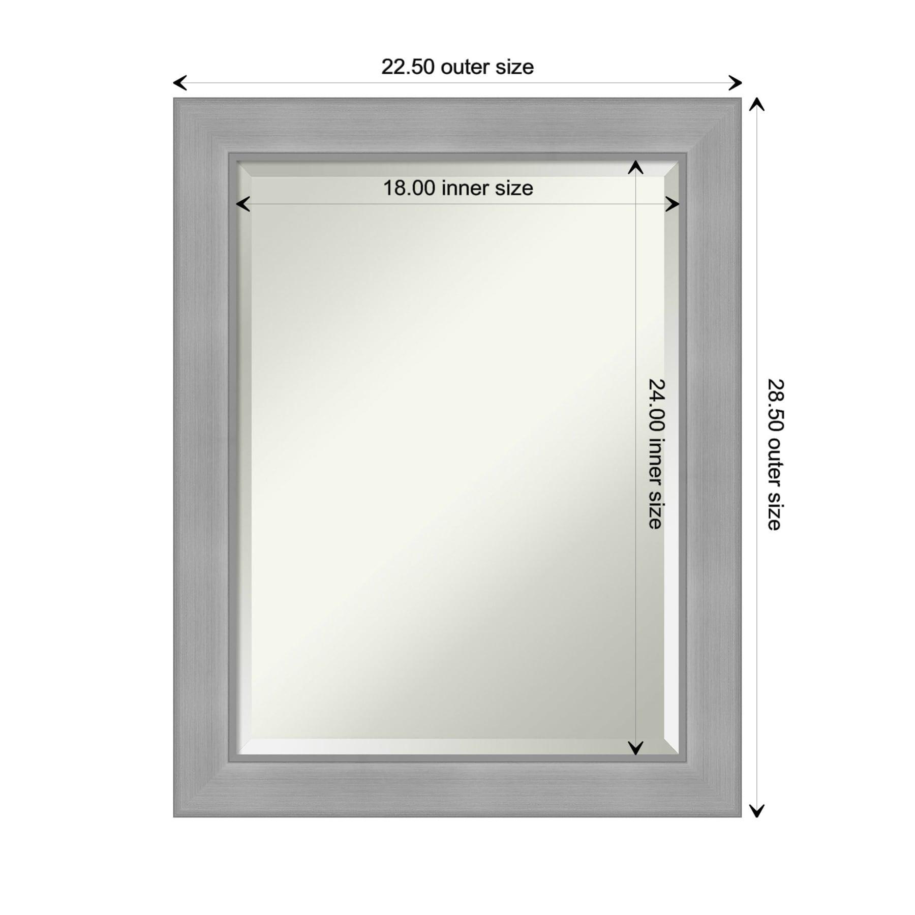 Amanti Art Beveled Bathroom Wall Mirror - Vista Brushed Nickel Frame Vista Brushed Nickel Outer Size: 22 x 28 in