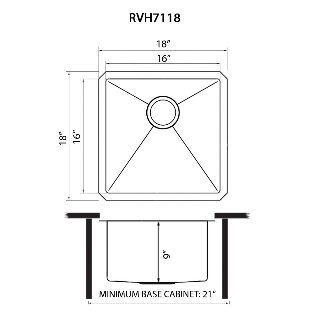 Ruvati Undermount Bar Prep Kitchen Sink Round Corners Stainless Steel Single Bowl